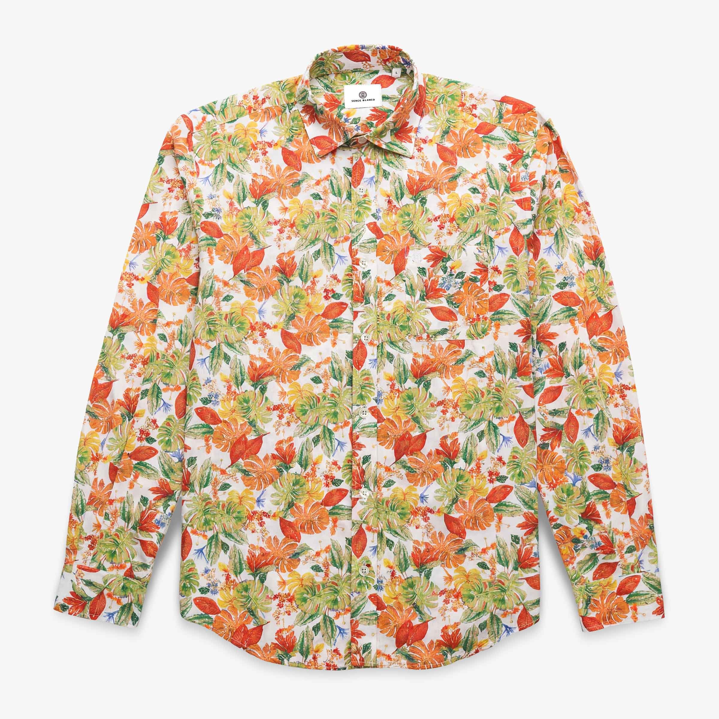 Long-sleeved embroidered cotton shirt SERGE BLANCO Yellow