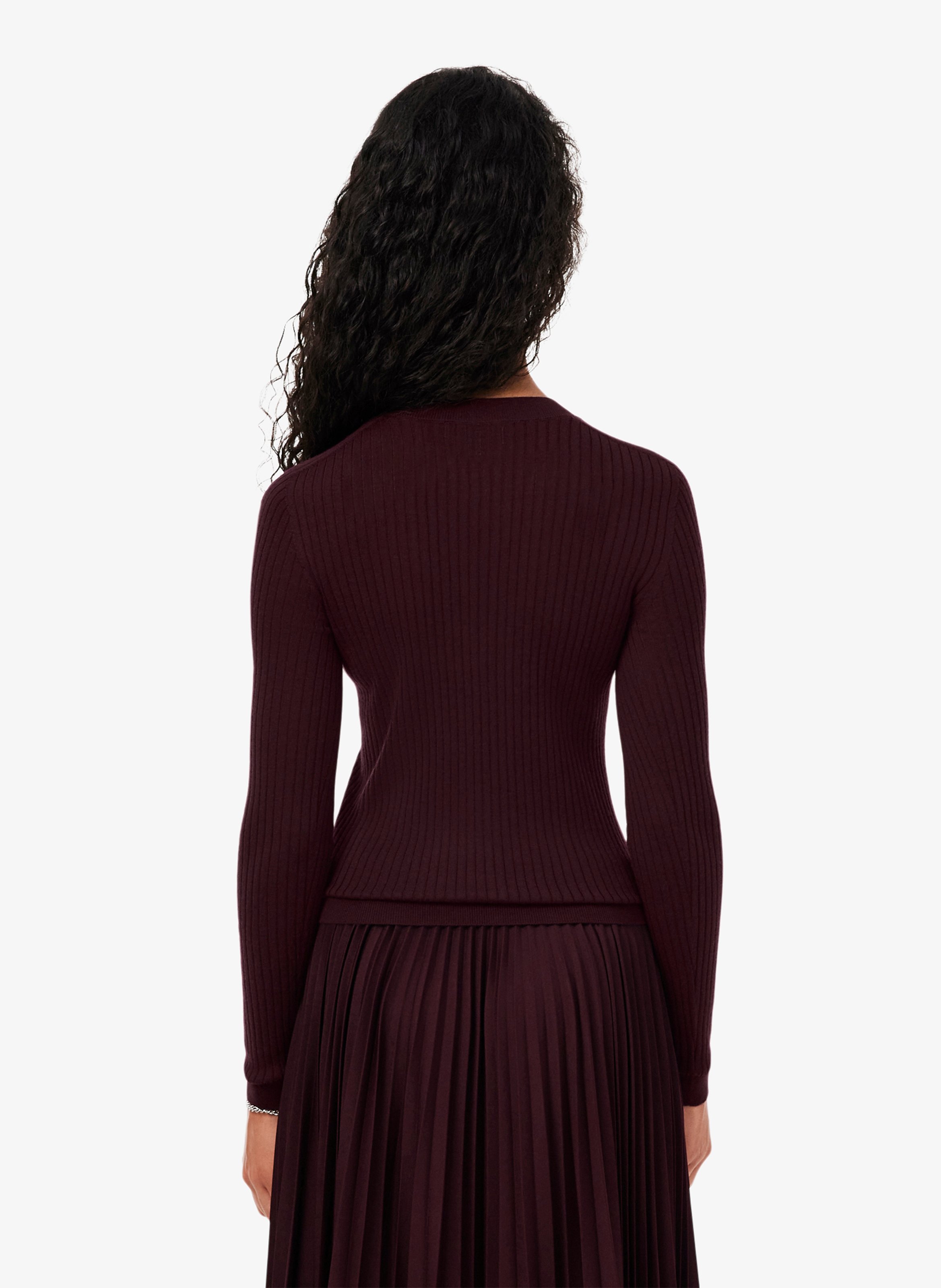 Eng anliegender Rundhalsausschnitt-Pullover aus gerippter Wolle LACOSTE Rot