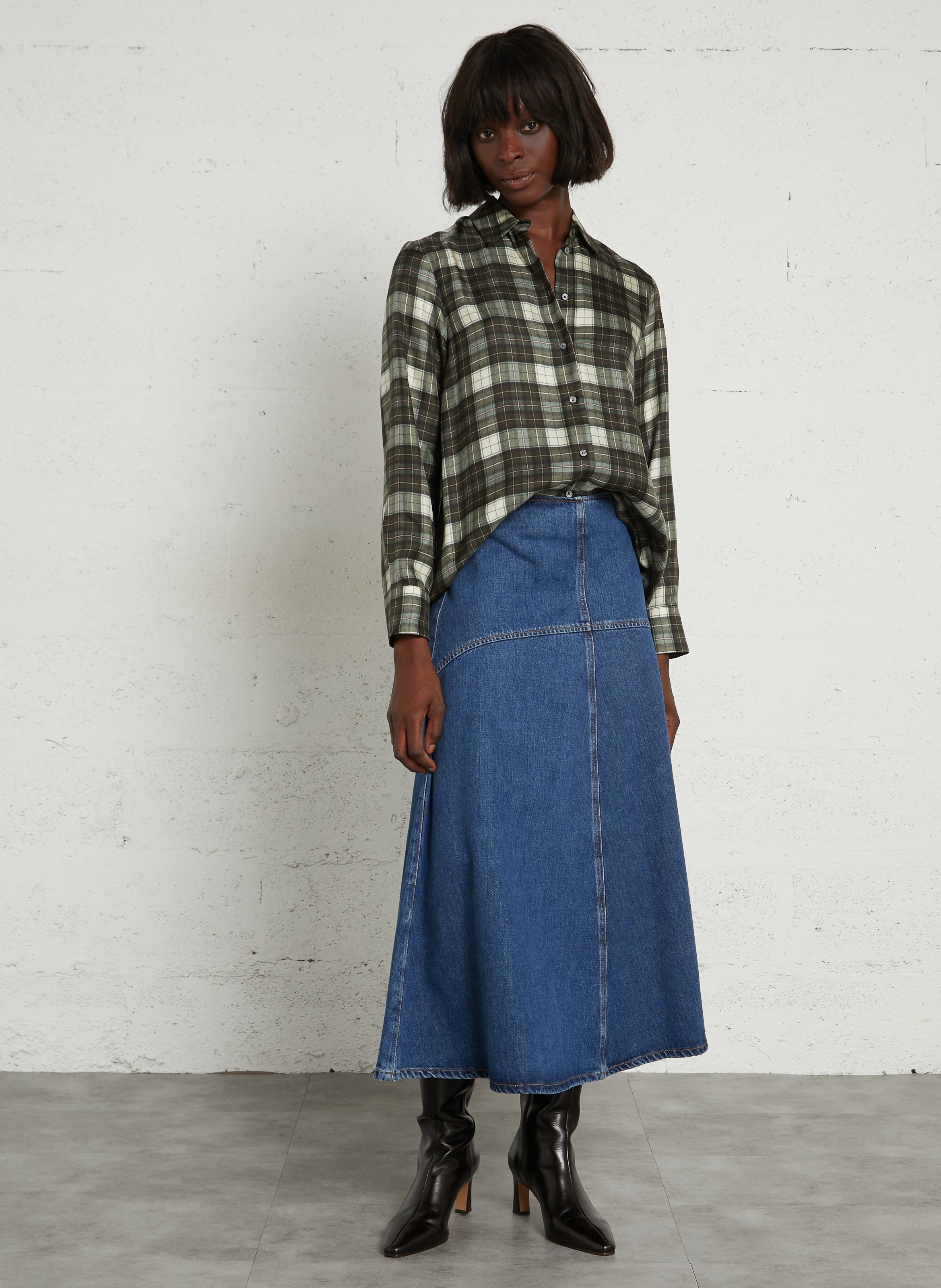 Chemise col classique en soie MAX MARA WEEK END Kaki