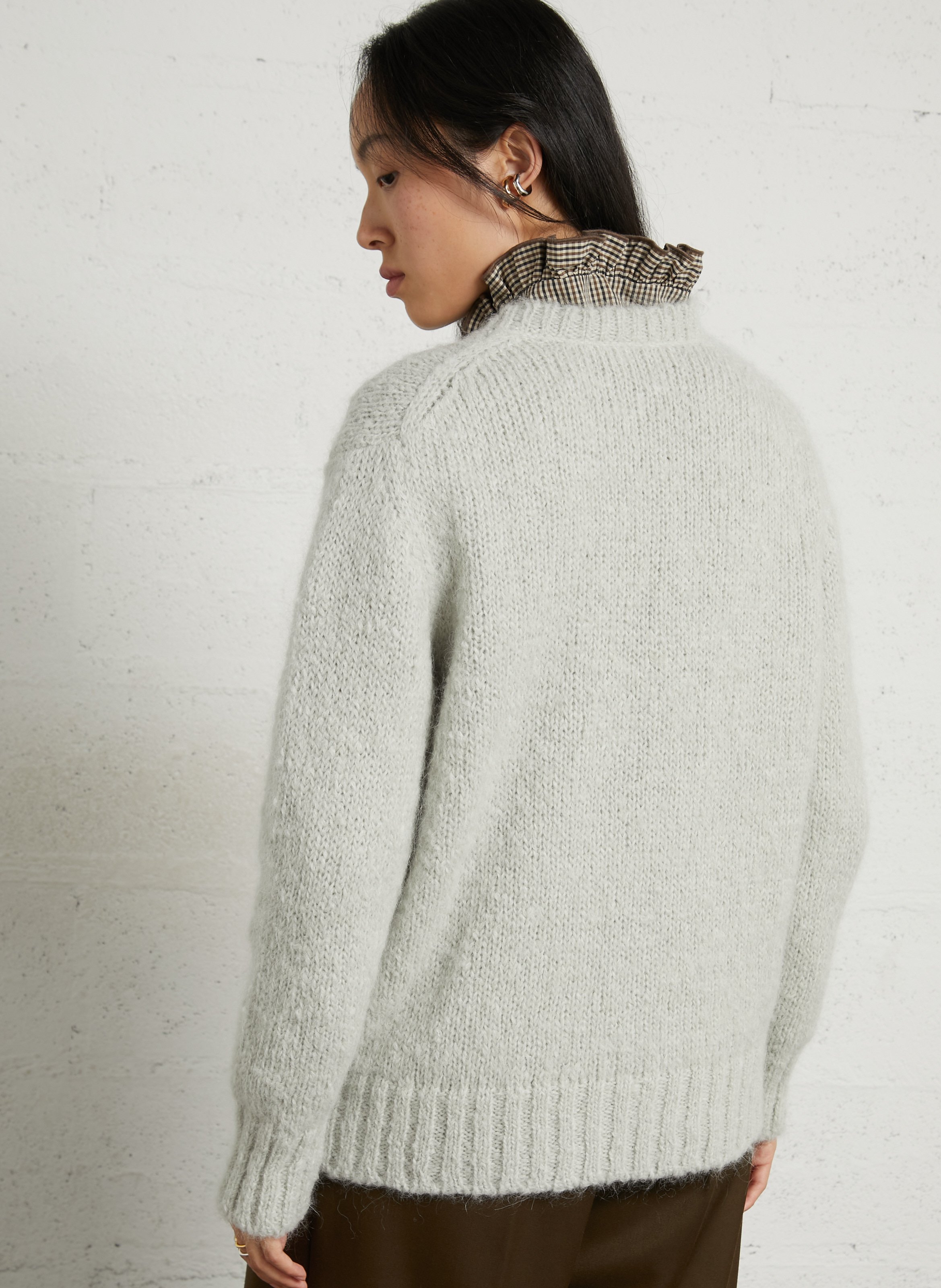 Rechte trui van gemengde mohair en alpacawol MASSCOB Zilver