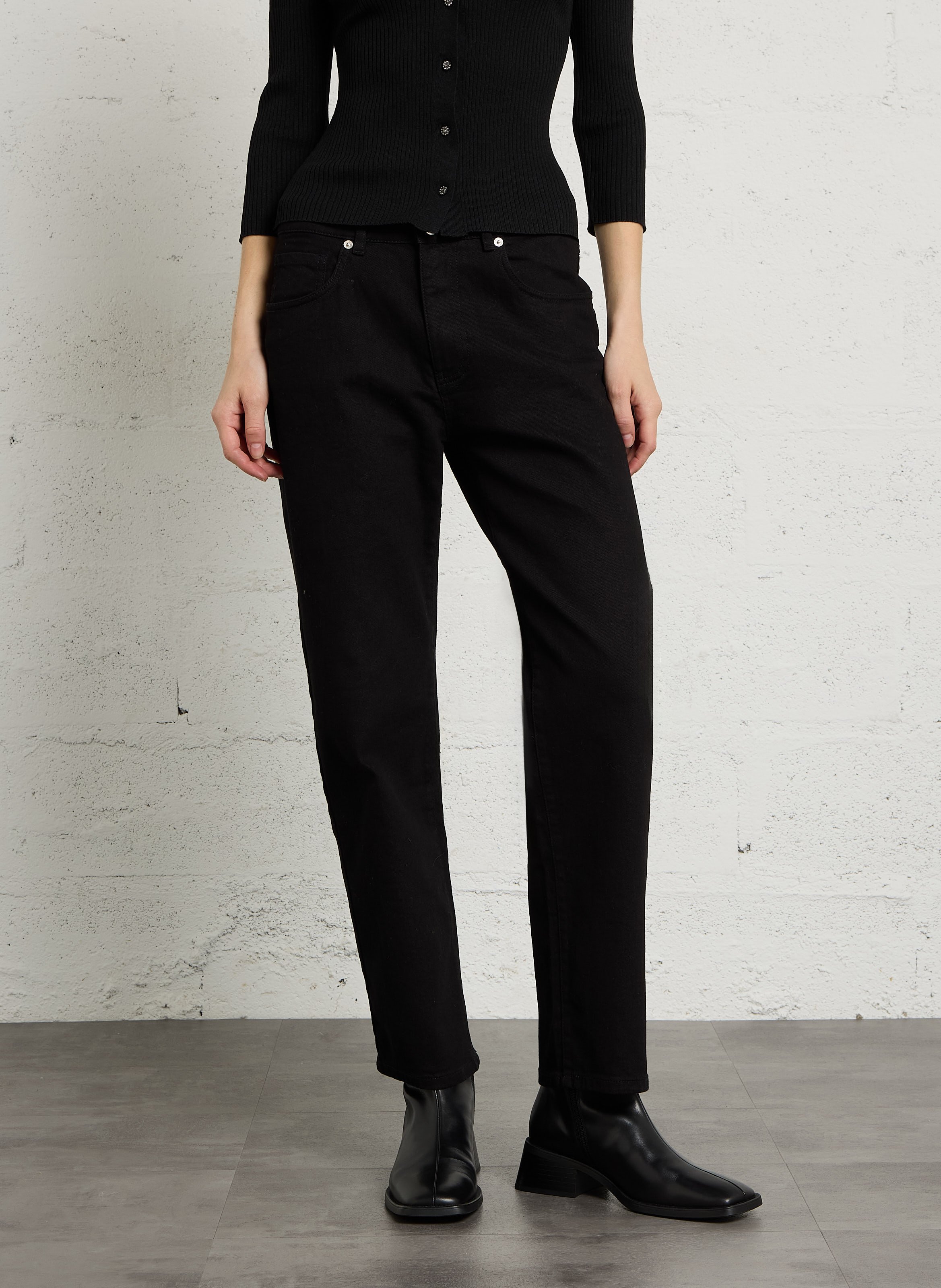 Cotton-blend straight-leg jeans IKKS Black