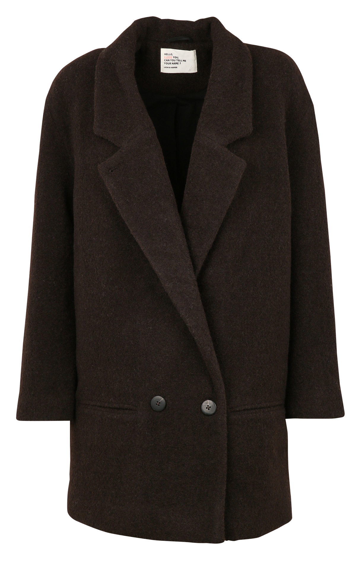 Straight wool-blend jacket with tailored collar LEON & HARPER Brown