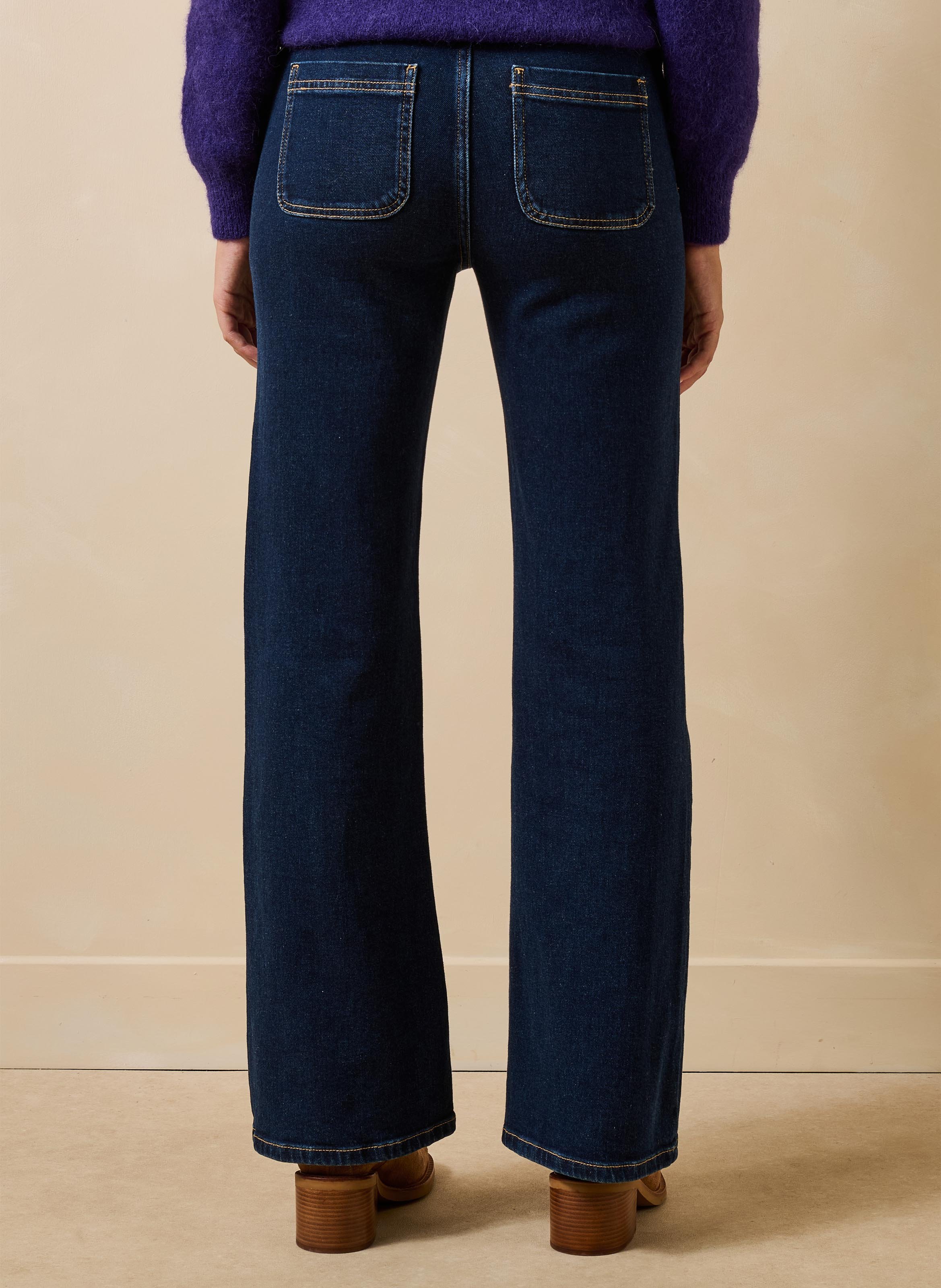 High-rise cotton-blend bootcut jeans LA FEE MARABOUTEE Blue