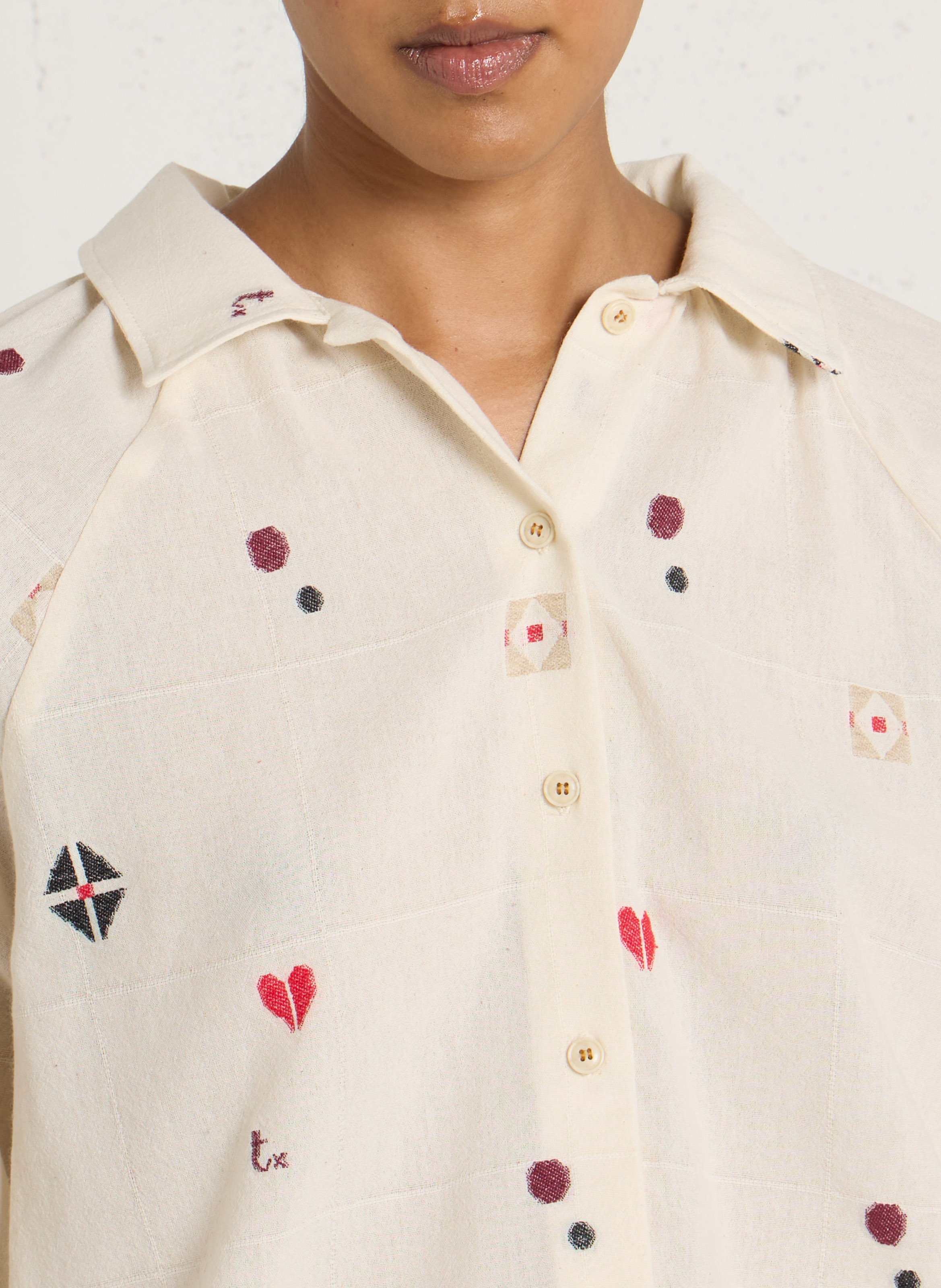 Cotton-blend loose-fit blouse TINSELS Beige