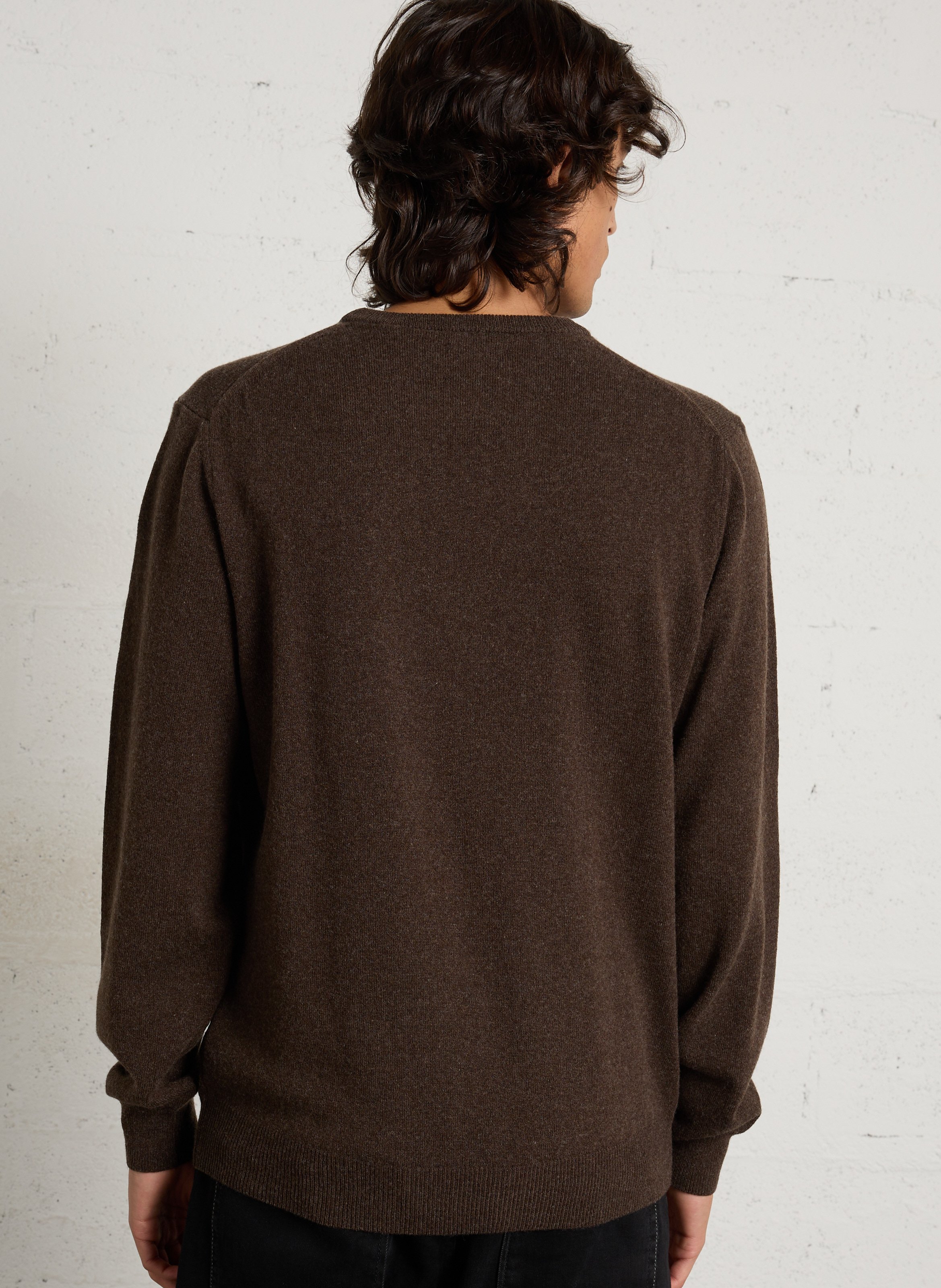 Pull col rond en laine GANT Braun