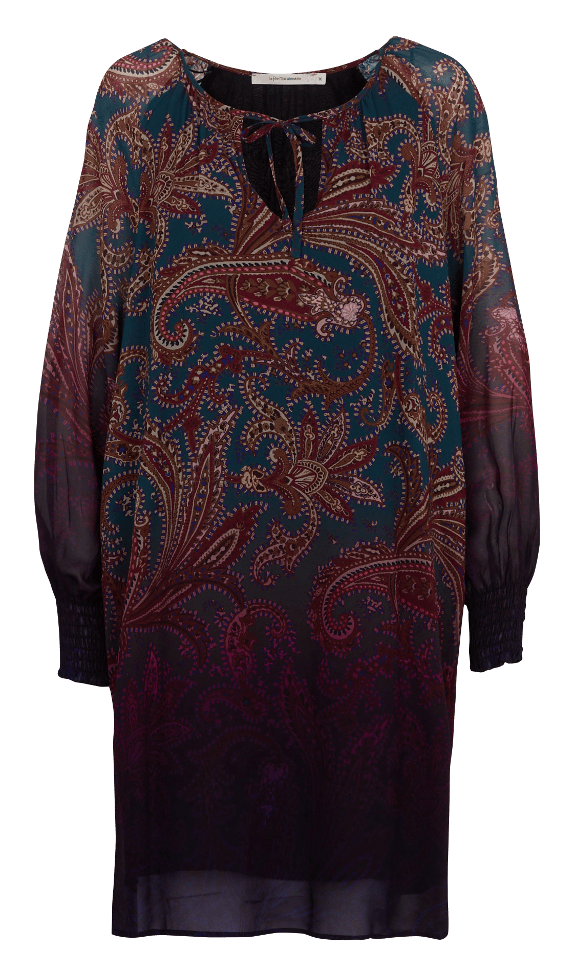 Robe courte col rond imprimée LA FEE MARABOUTEE Bleu