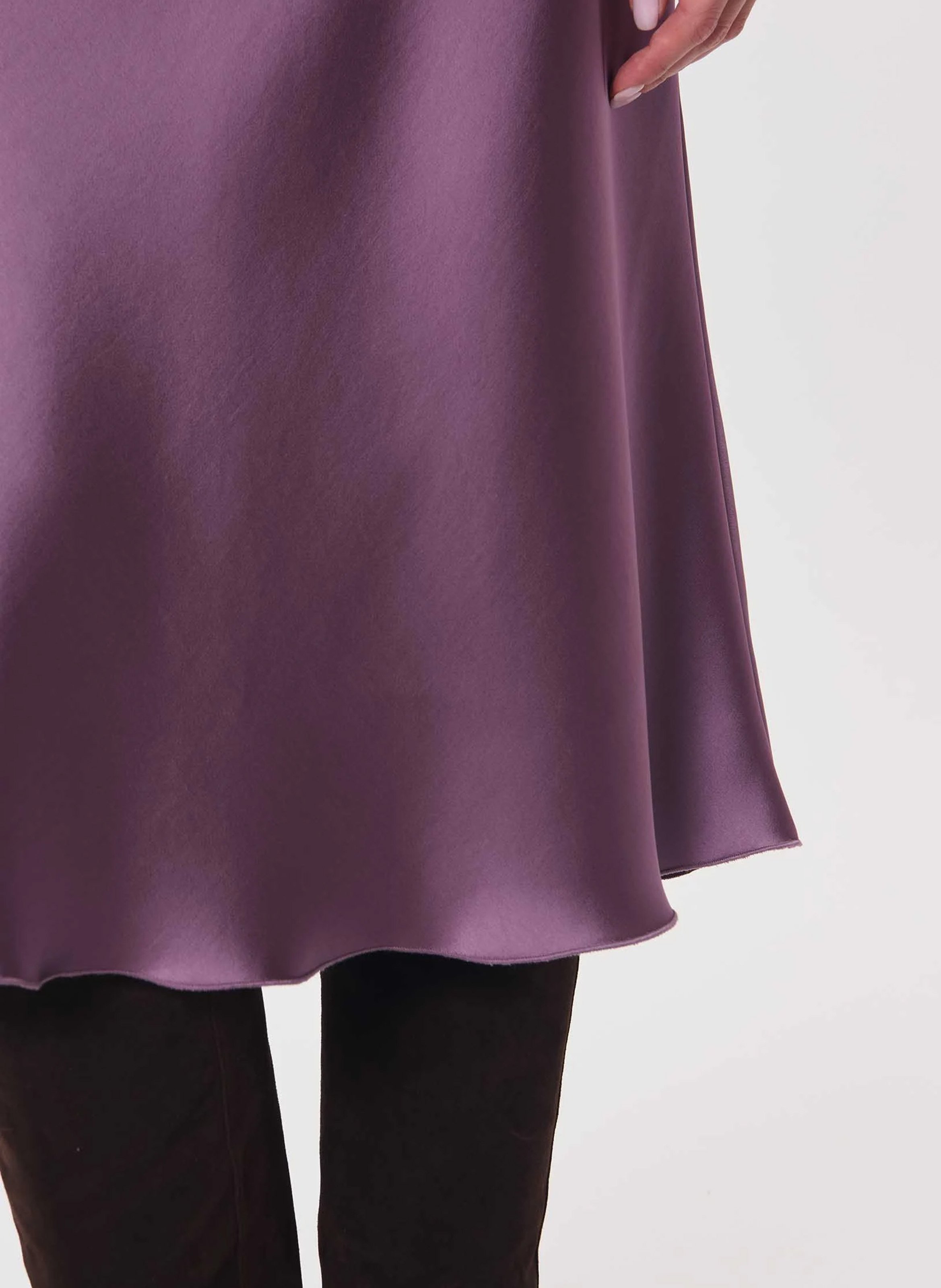 Fluid flared satin midi skirt | Purple TARA JARMON Women