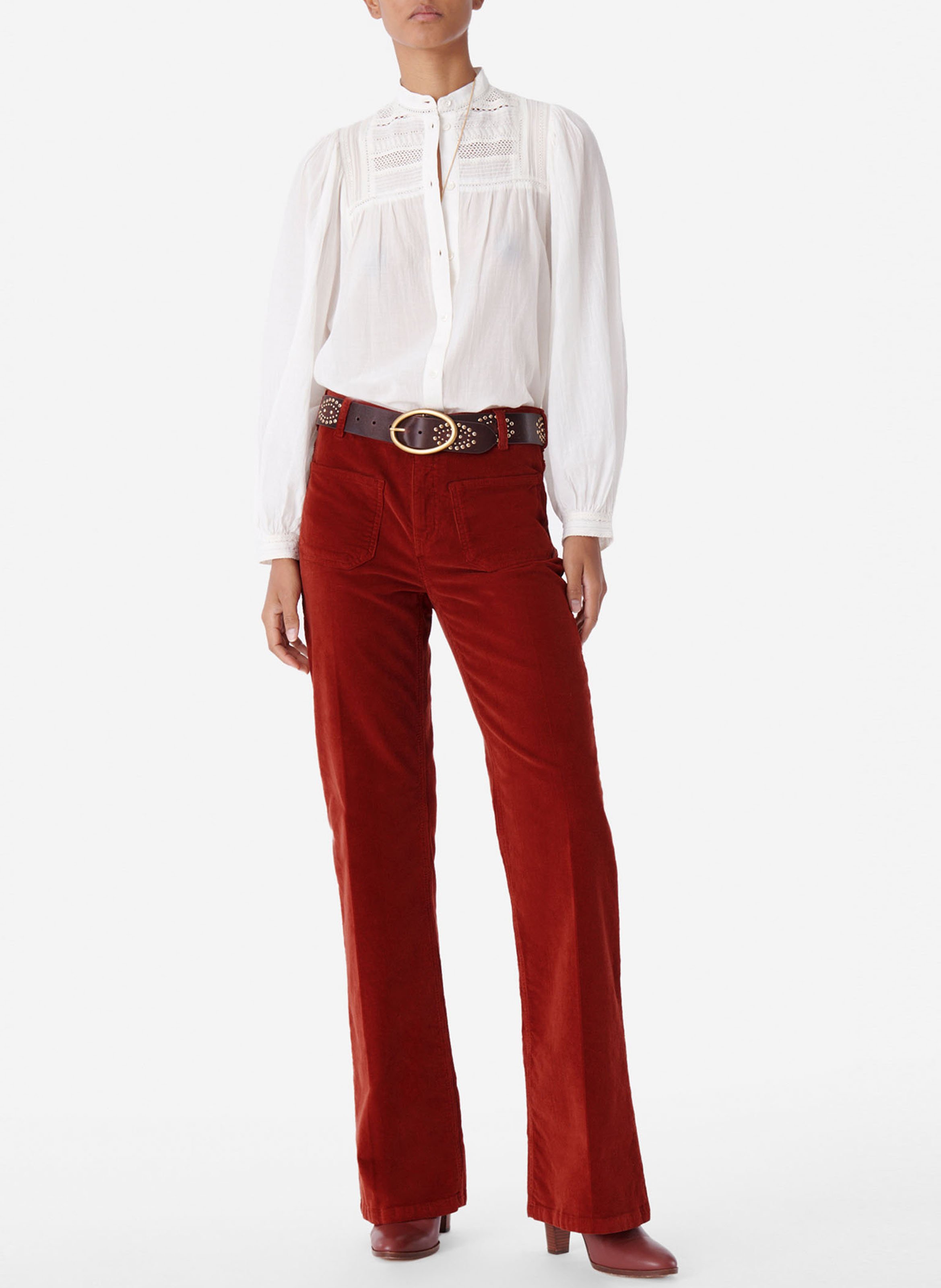 Pantalon vas C tel En Coton M lang Dompay Brique Vanessa Bruno