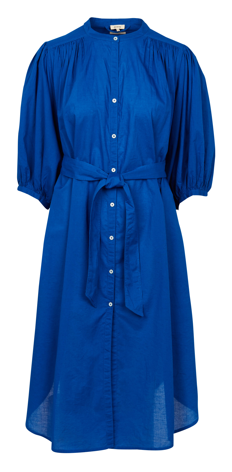 Weites Midikleid aus Baumwolle mit Gürtel BELLEROSE Blau