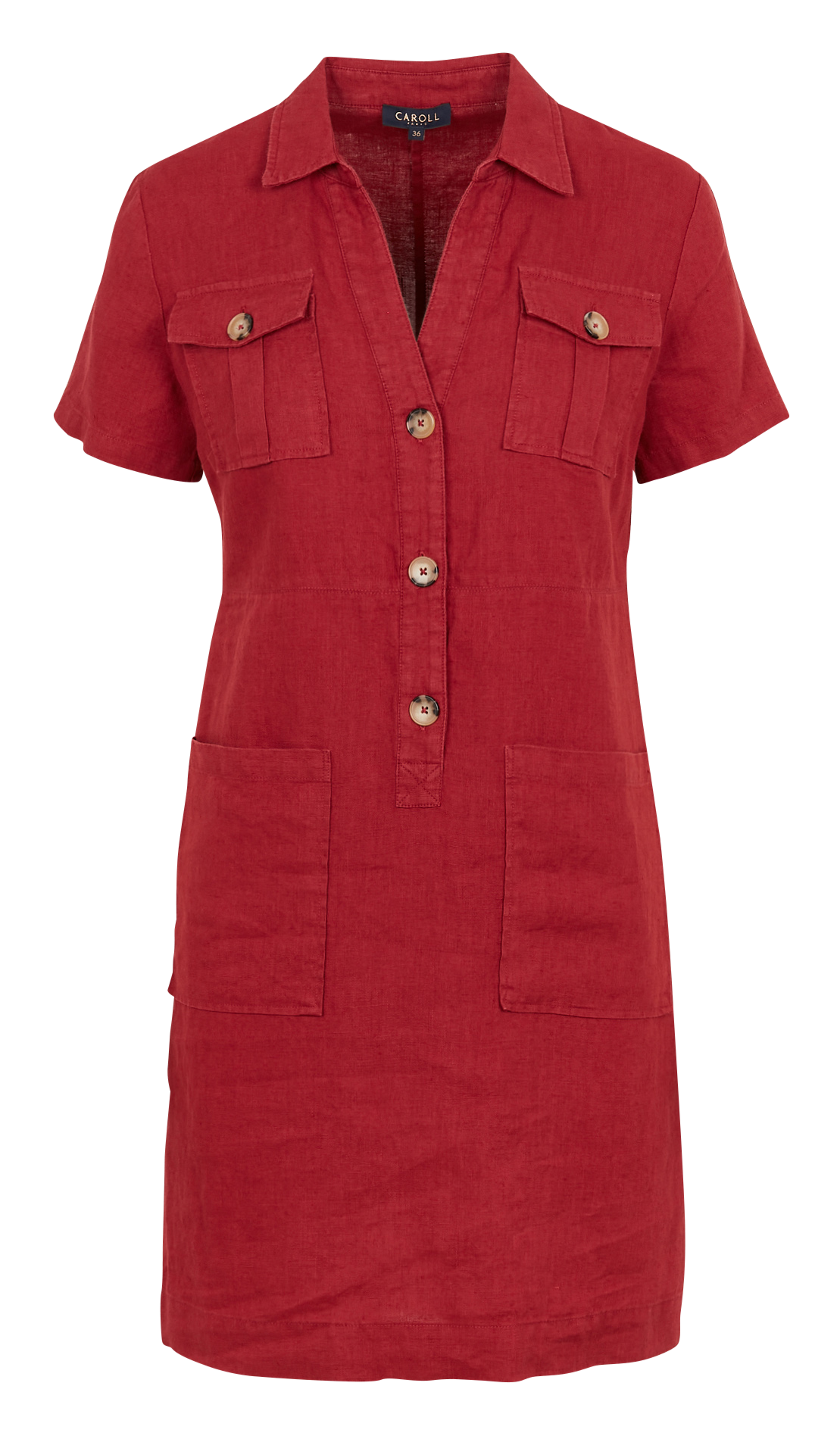 Short linen dress with classic collar Ebene Caroll Women Place
