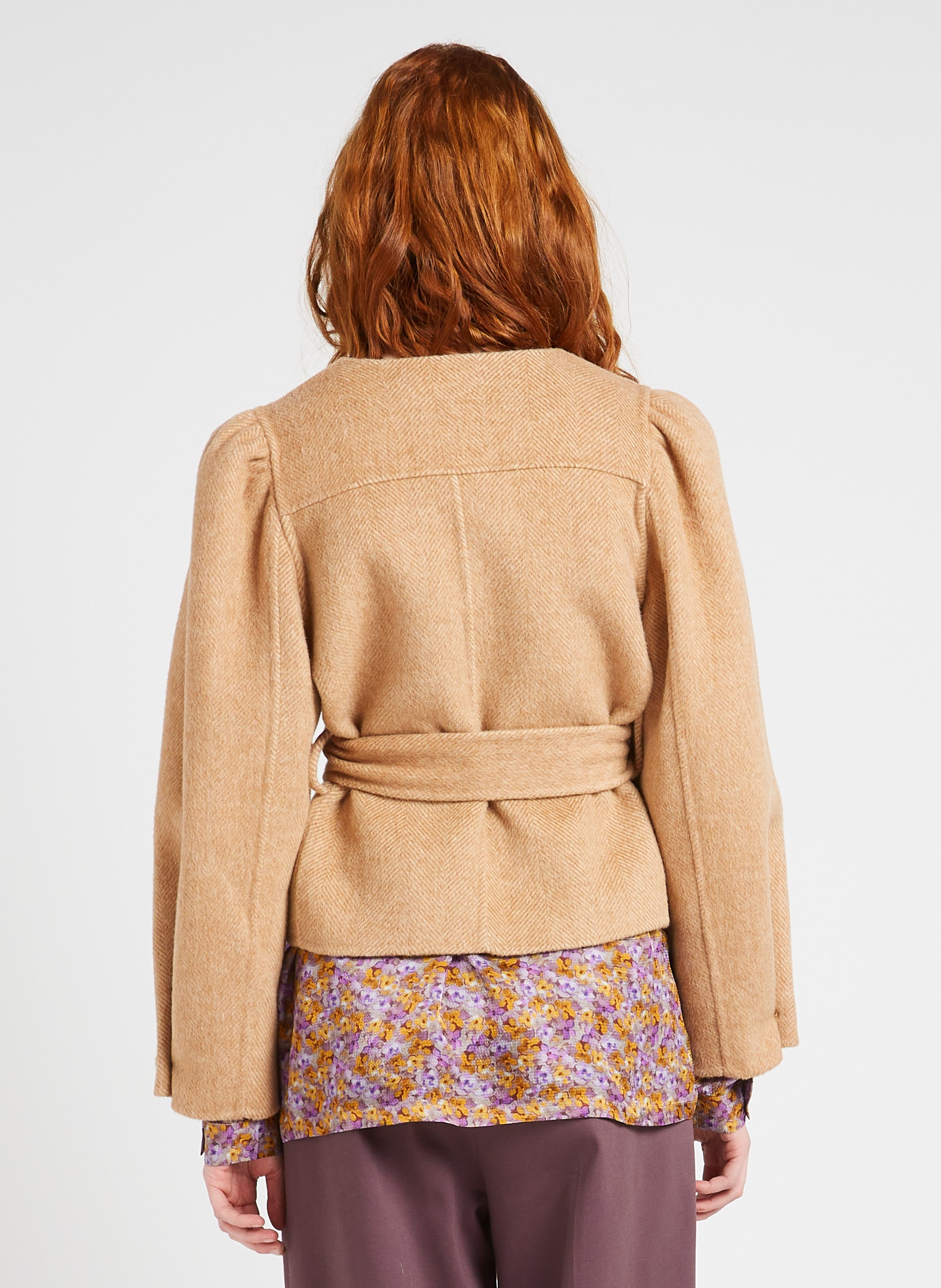 Short straight coat in blended wool ATTIC AND BARN Beige