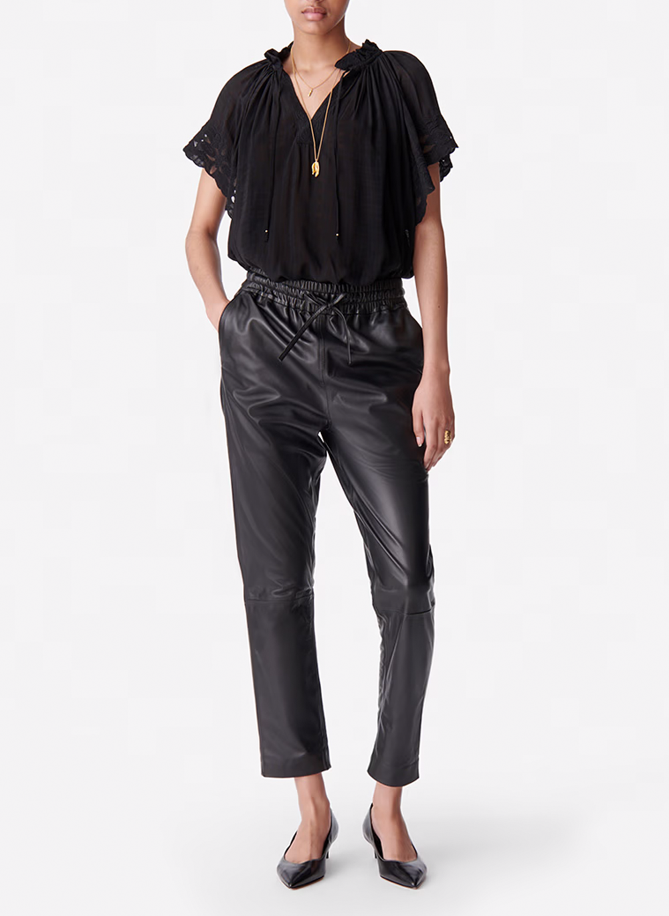 Blouse met ronde hals in jacquard VANESSA BRUNO Zwart