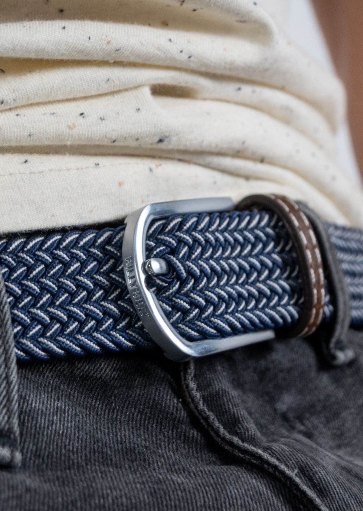 Multicolored braided elastic belt BILLYBELT Blue