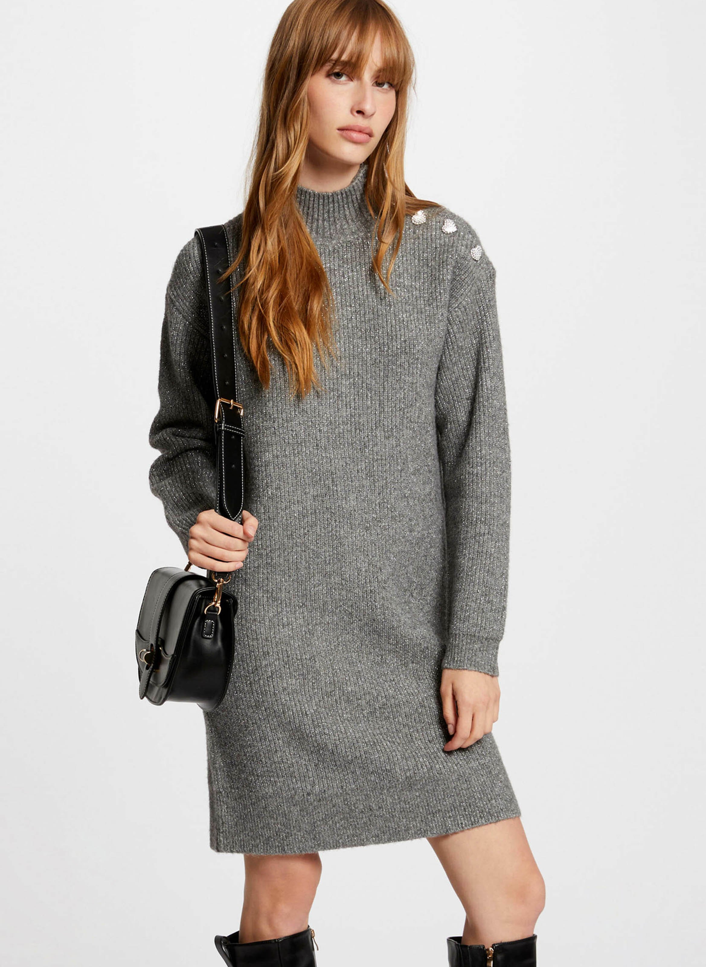 Robe pull droite à col montant MORGAN Gris