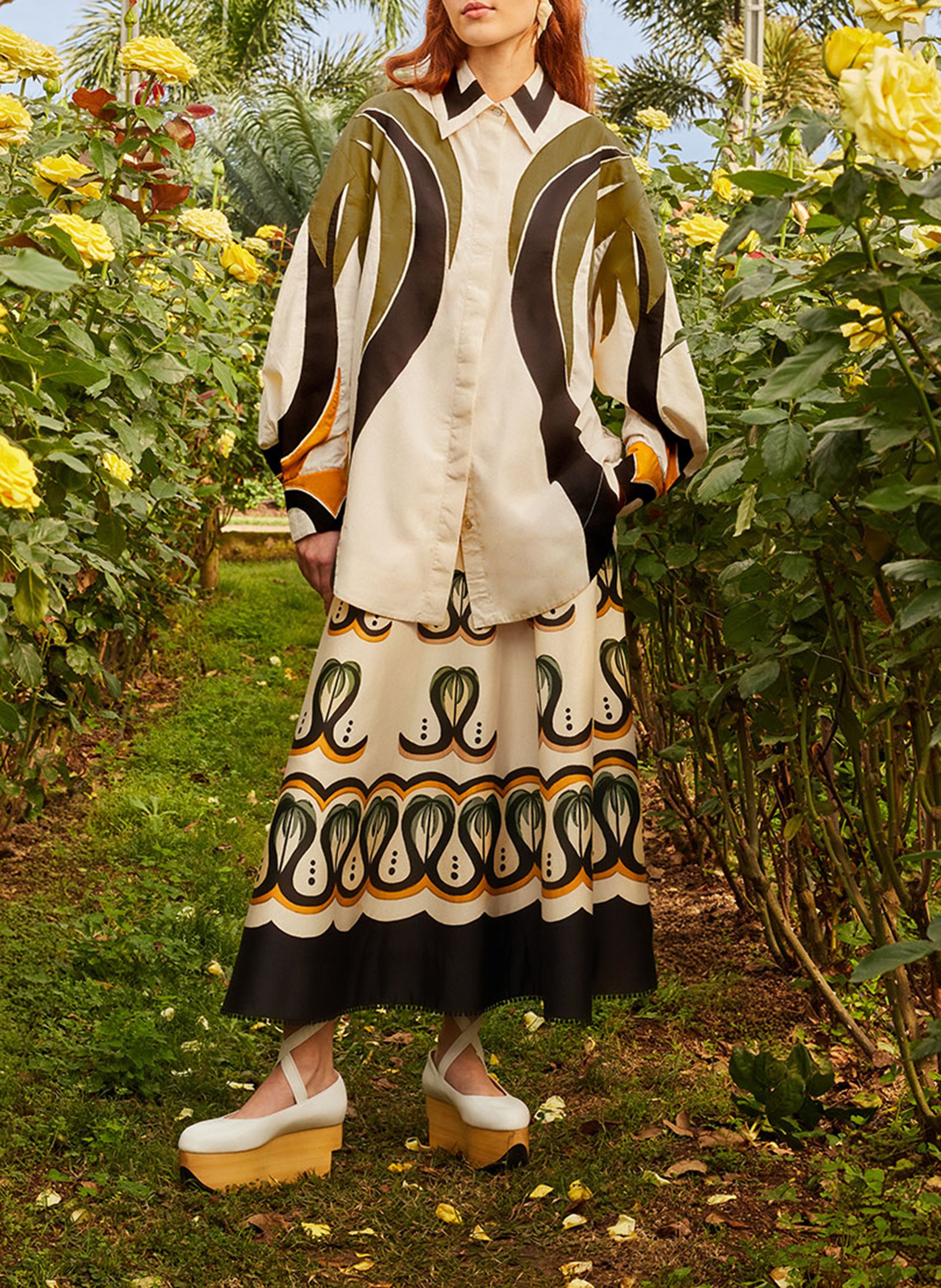 Oversized embroidered shirt FARM RIO Multicolored