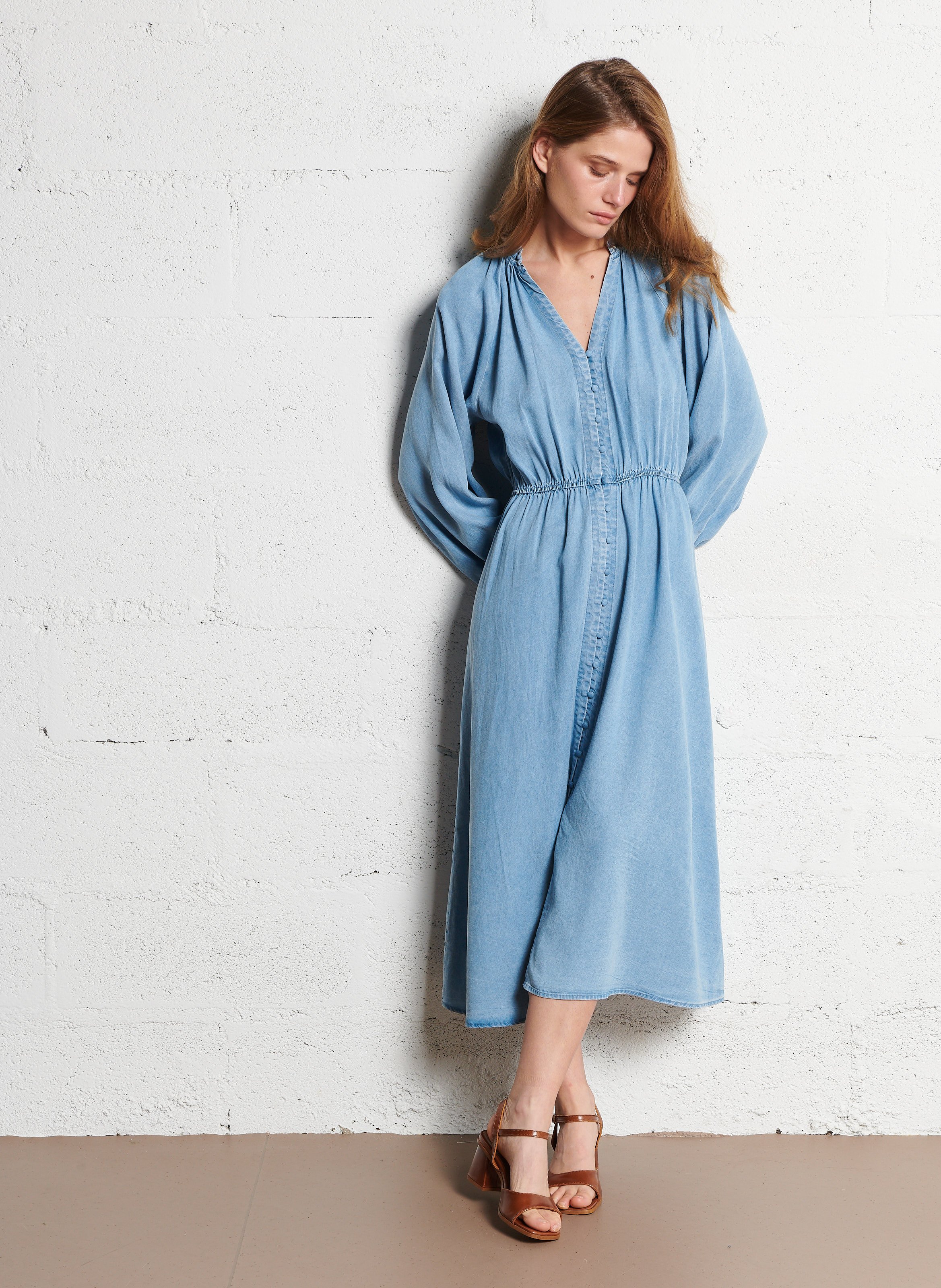 Lange jurk met ronde hals LA PETITE ETOILE Jeans Stone