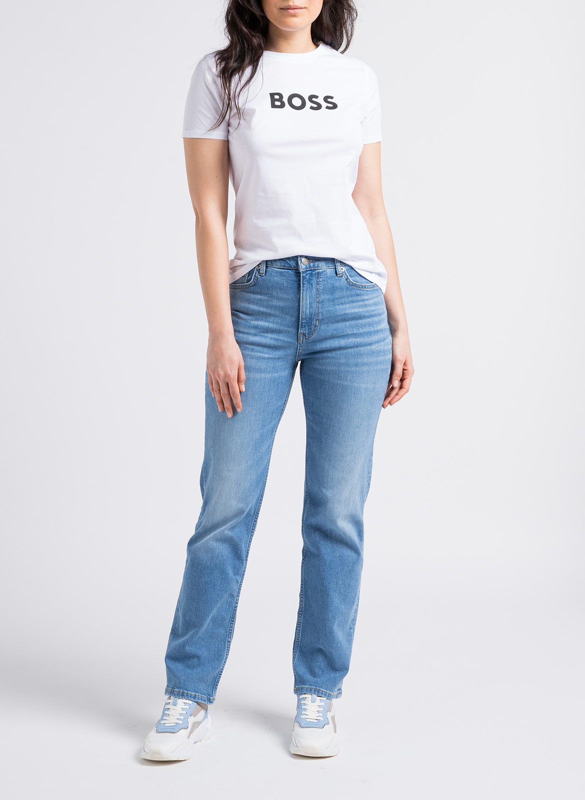 Straight screen-printed cotton T-shirt BOSS White