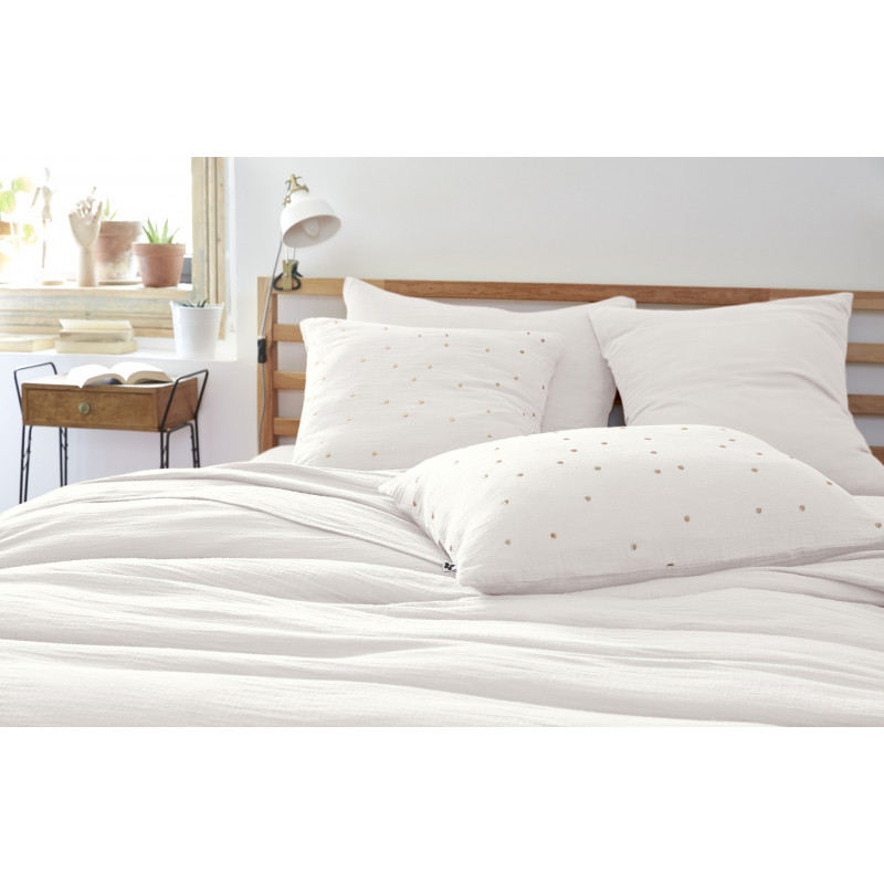 Cotton percale pillow case L'EFFET PAPILLON White