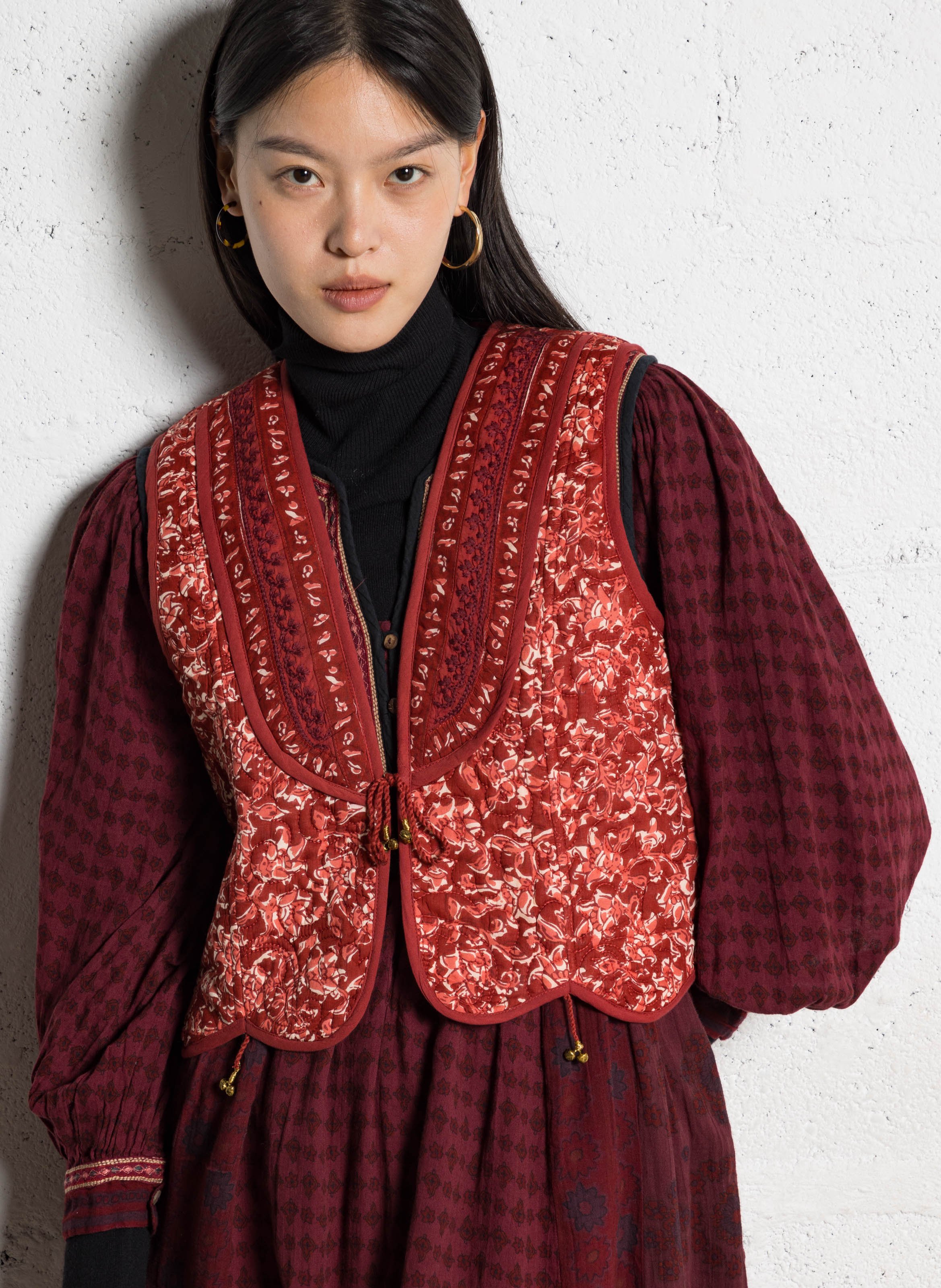 Veste col rond en coton MAISON HOTEL Rouge