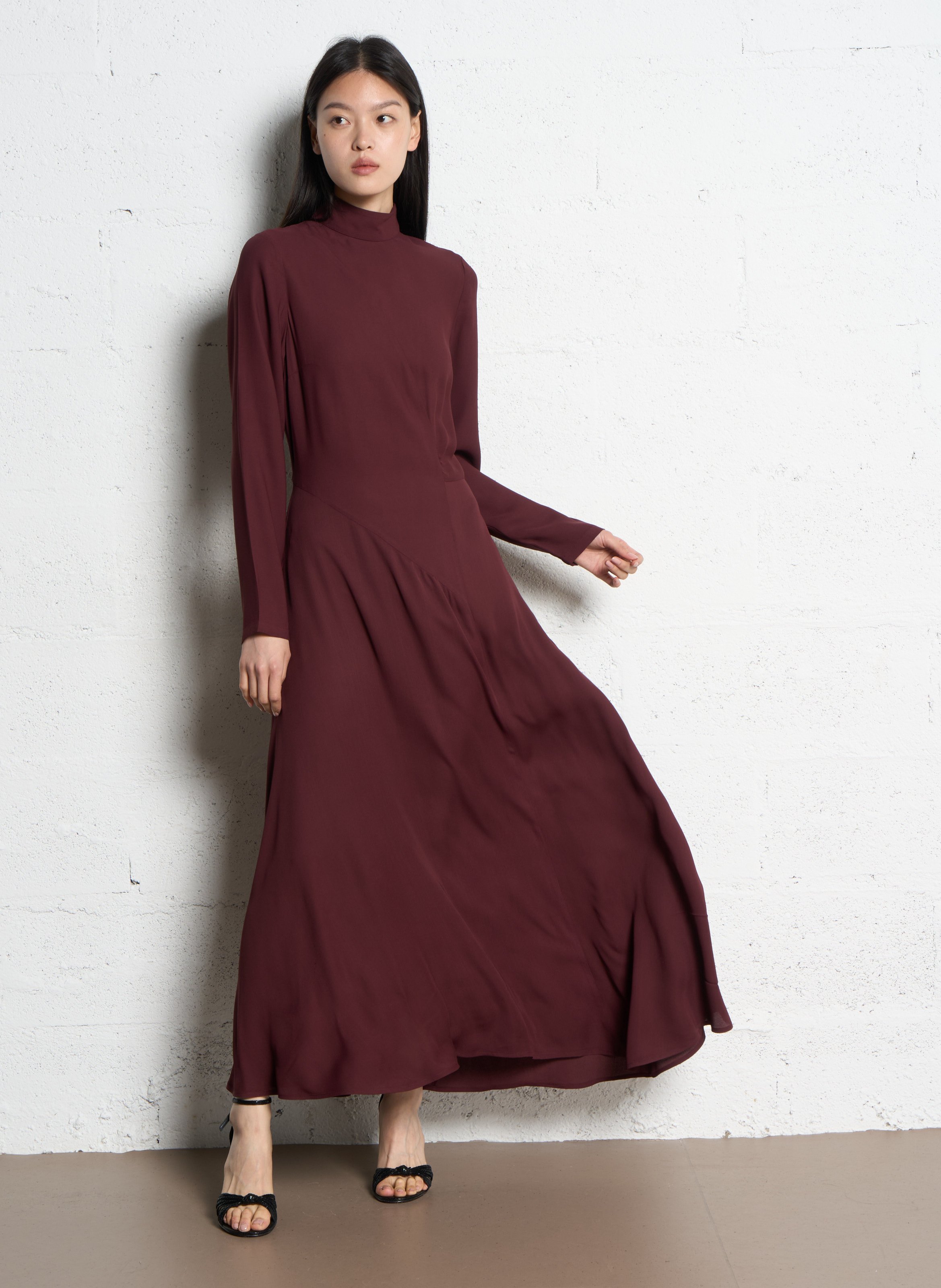 Robe longue col montant IKKS Violet