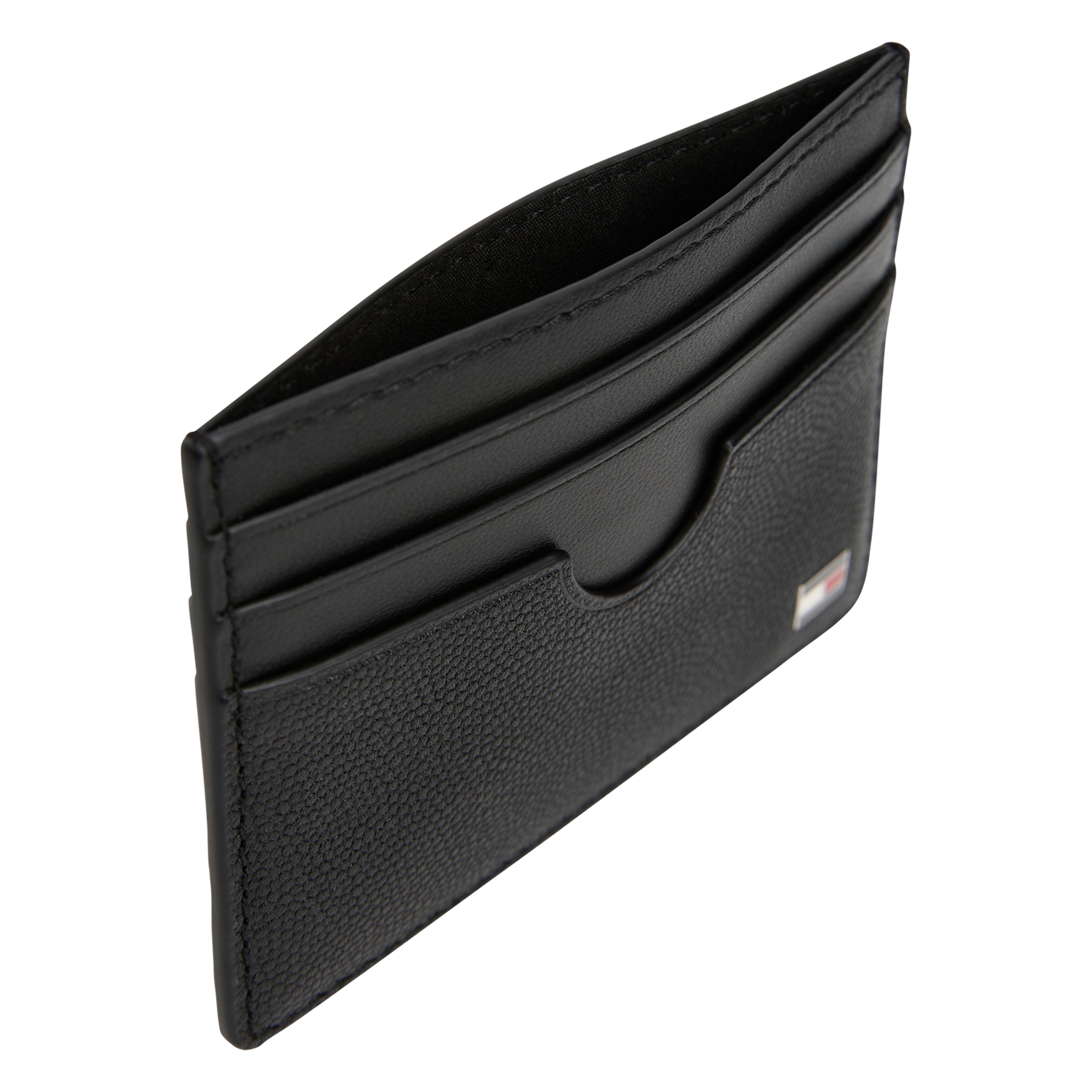 Solid color grained leather card holder TOMMY HILFIGER Black