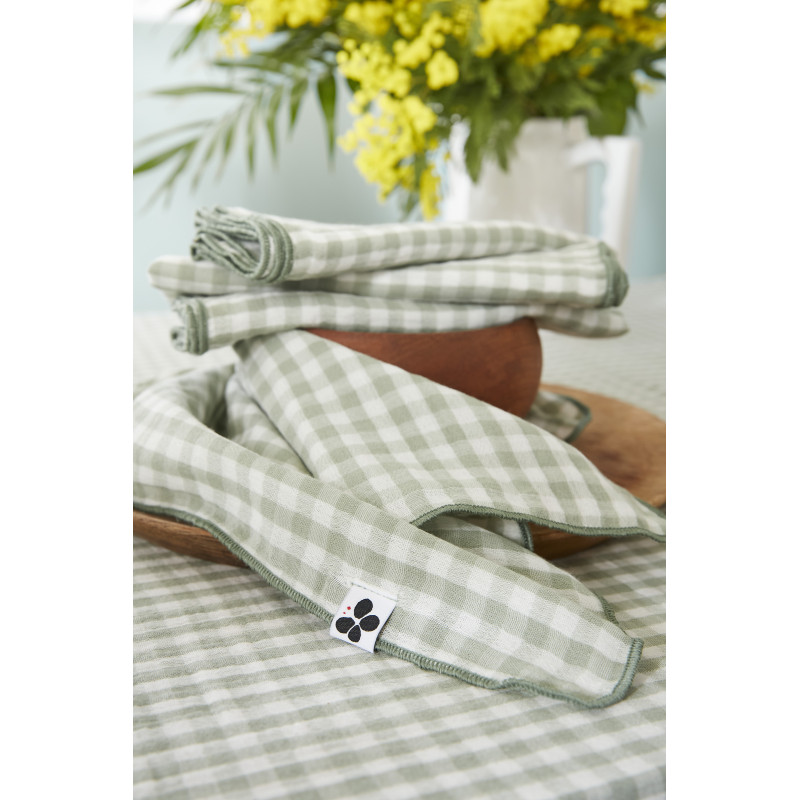 Lot de 2 essuie-mains en gaze de coton L'EFFET PAPILLON Vert