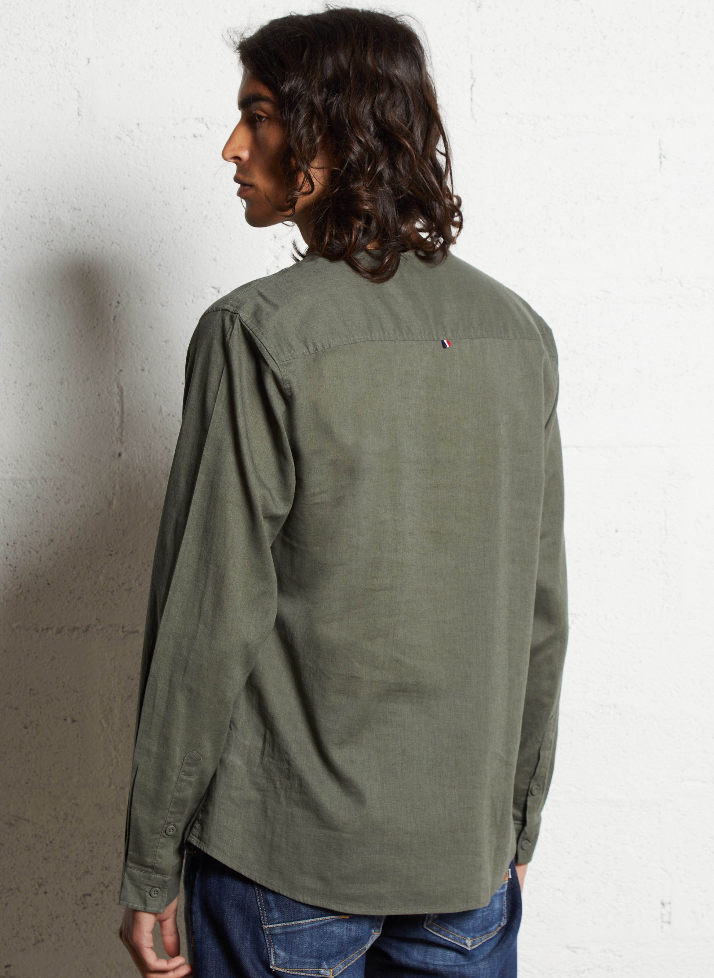 Chemise col rond en lin mélangé LE TEMPS DES CERISES Vert