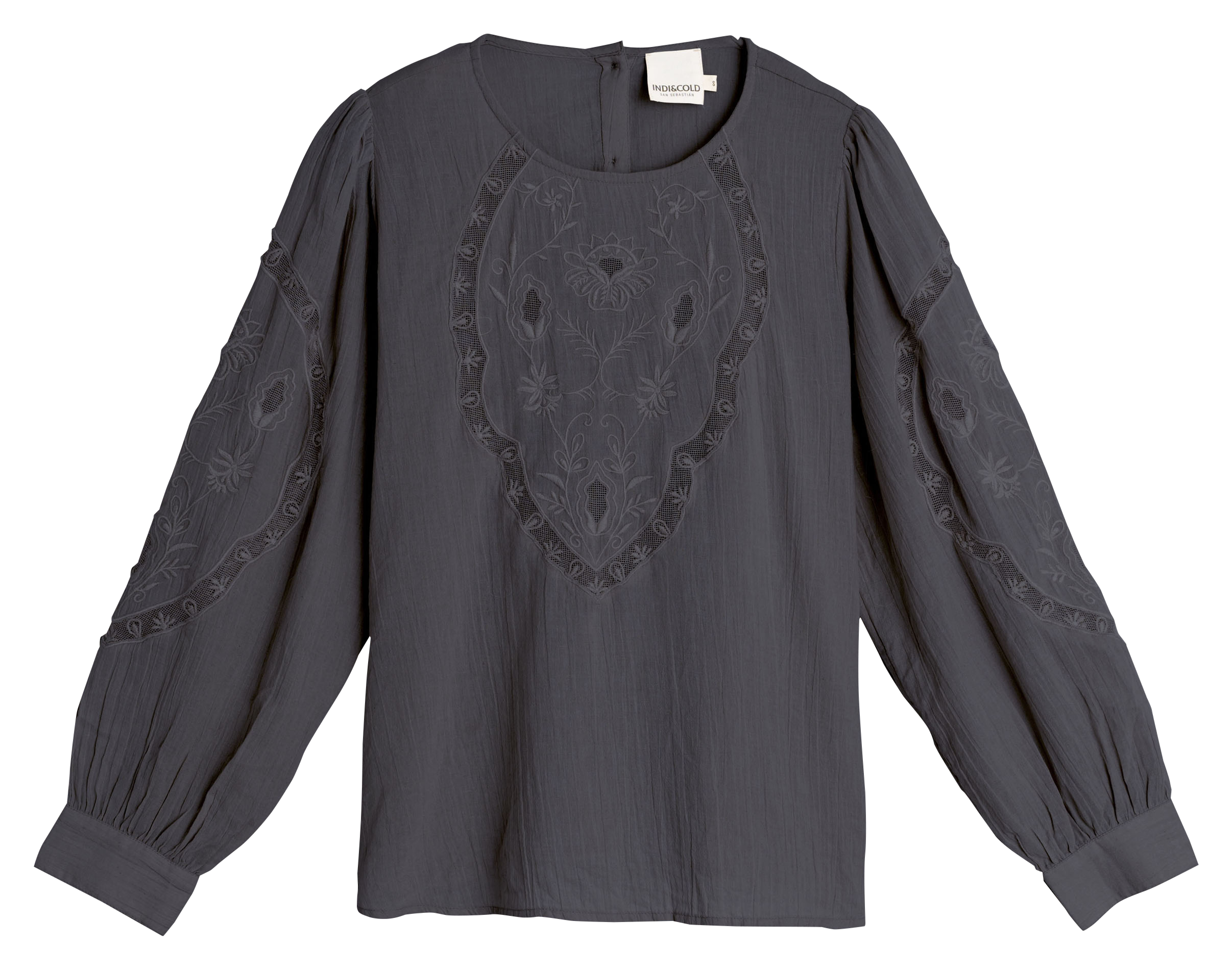 Organic cotton round neck straight top  Negro