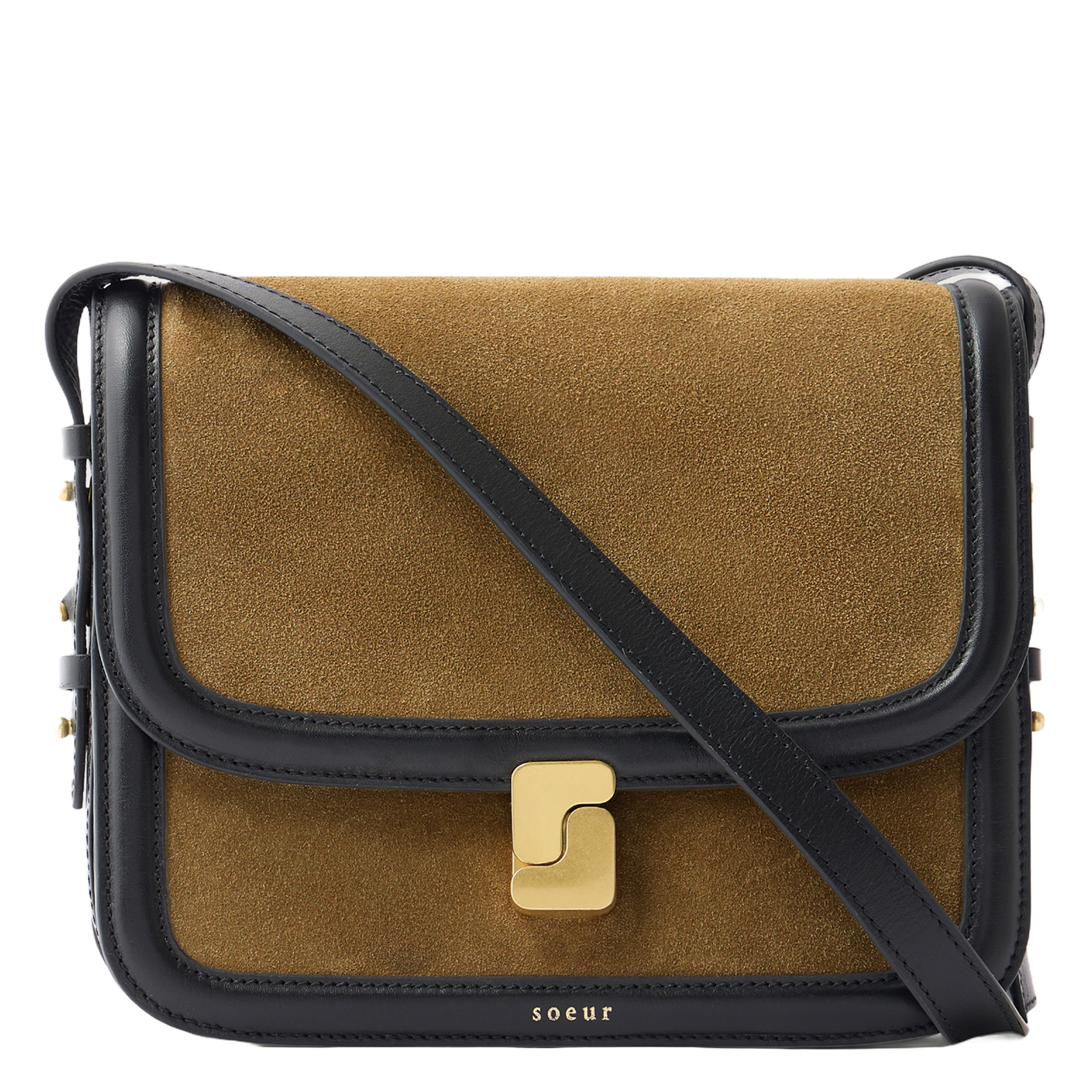 Sac bandoulière à rabat en cuir SOEUR Marron