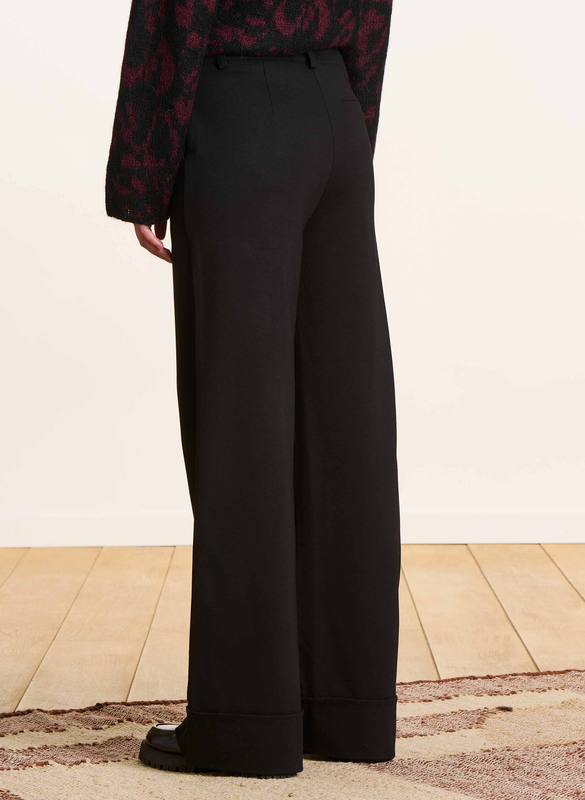 High-waisted wide leg stretch pants LA FEE MARABOUTEE Black