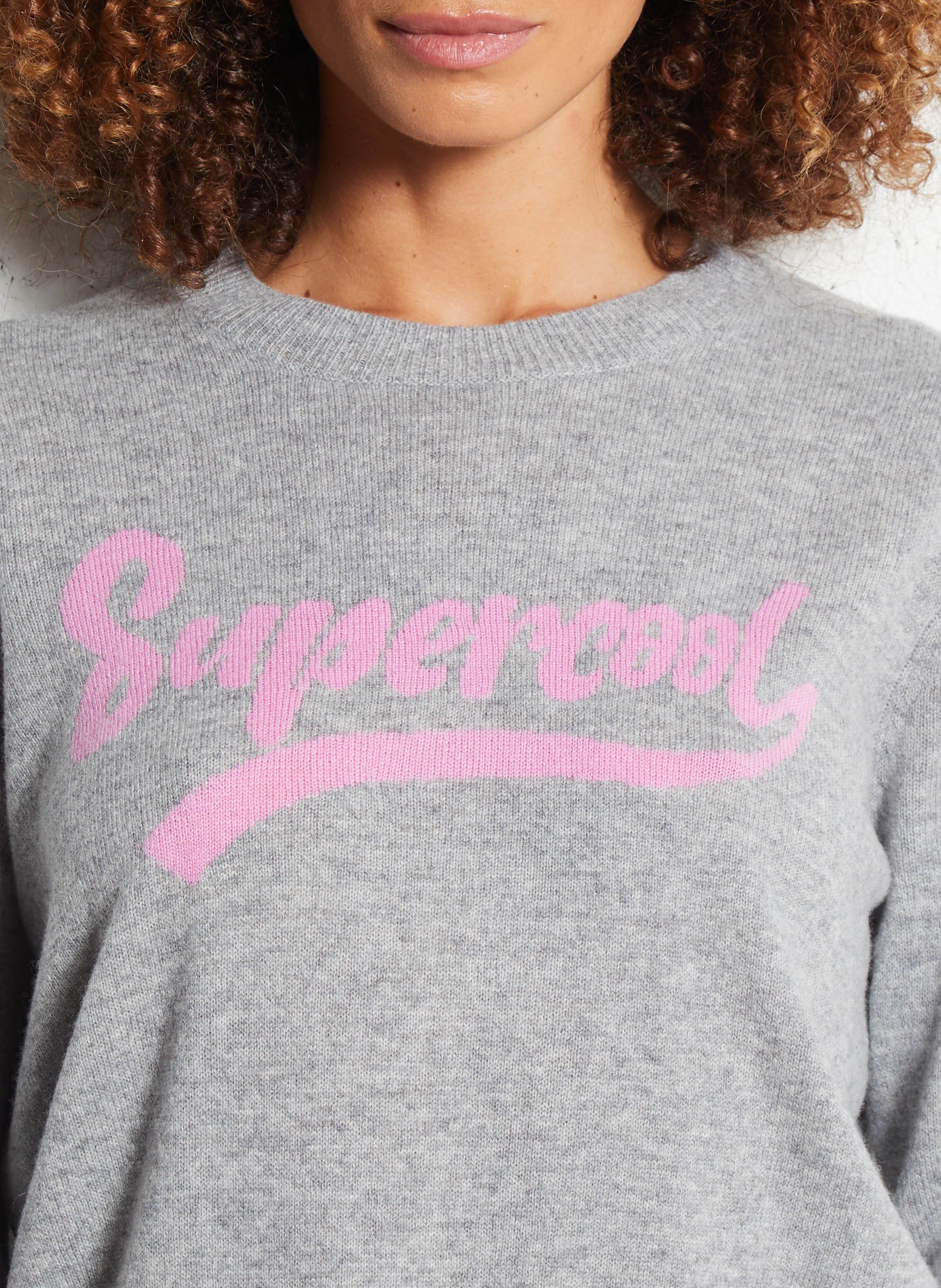 Rundhalsausschnitt-Pullover aus Woll-Kaschmir-Jacquard BERENICE Grau