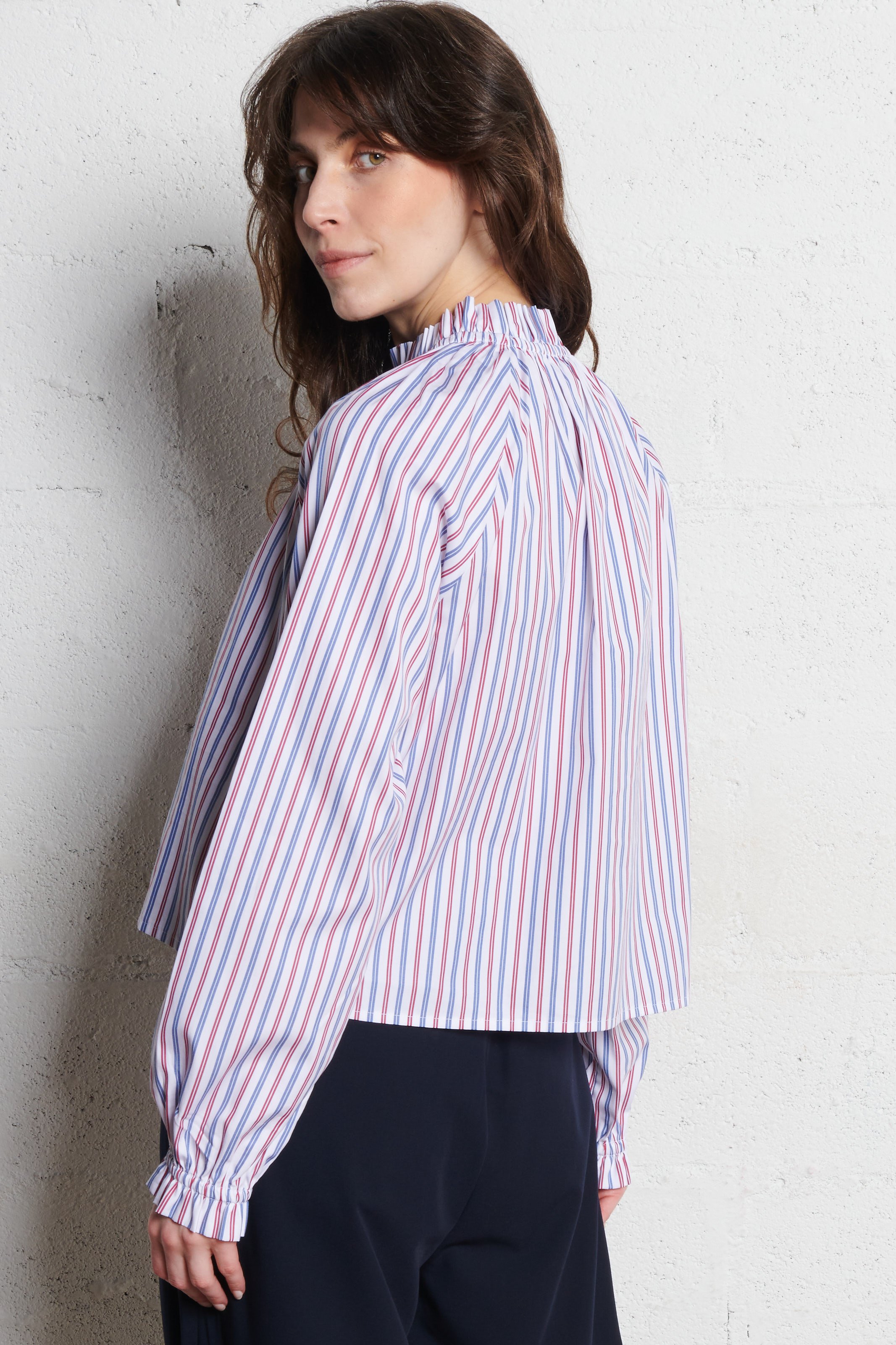 Blouse ample col victorien en coton STELLA NOVA Multicolore