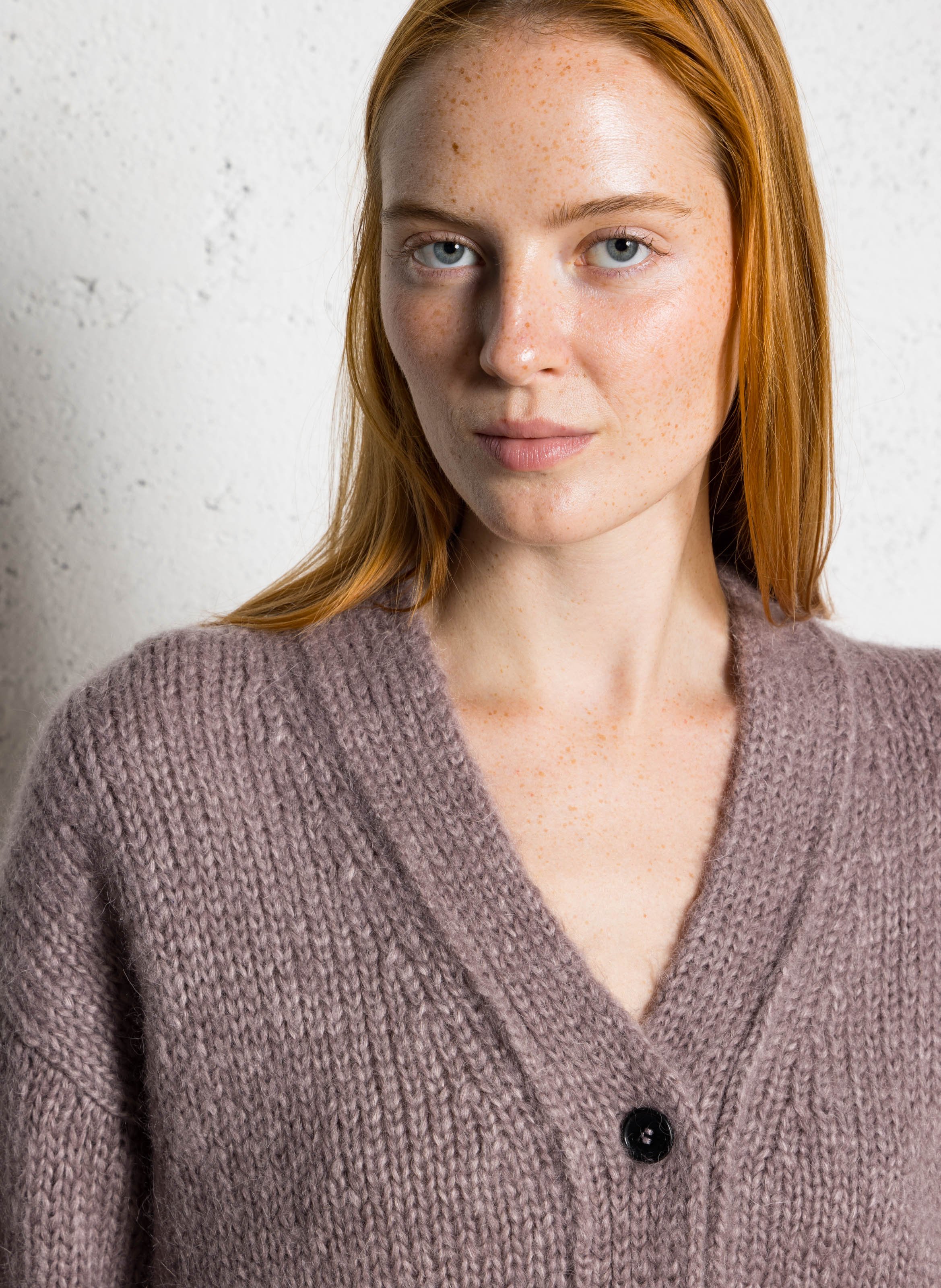 Gilet oversize col V en laine mélangée MASSCOB Rose