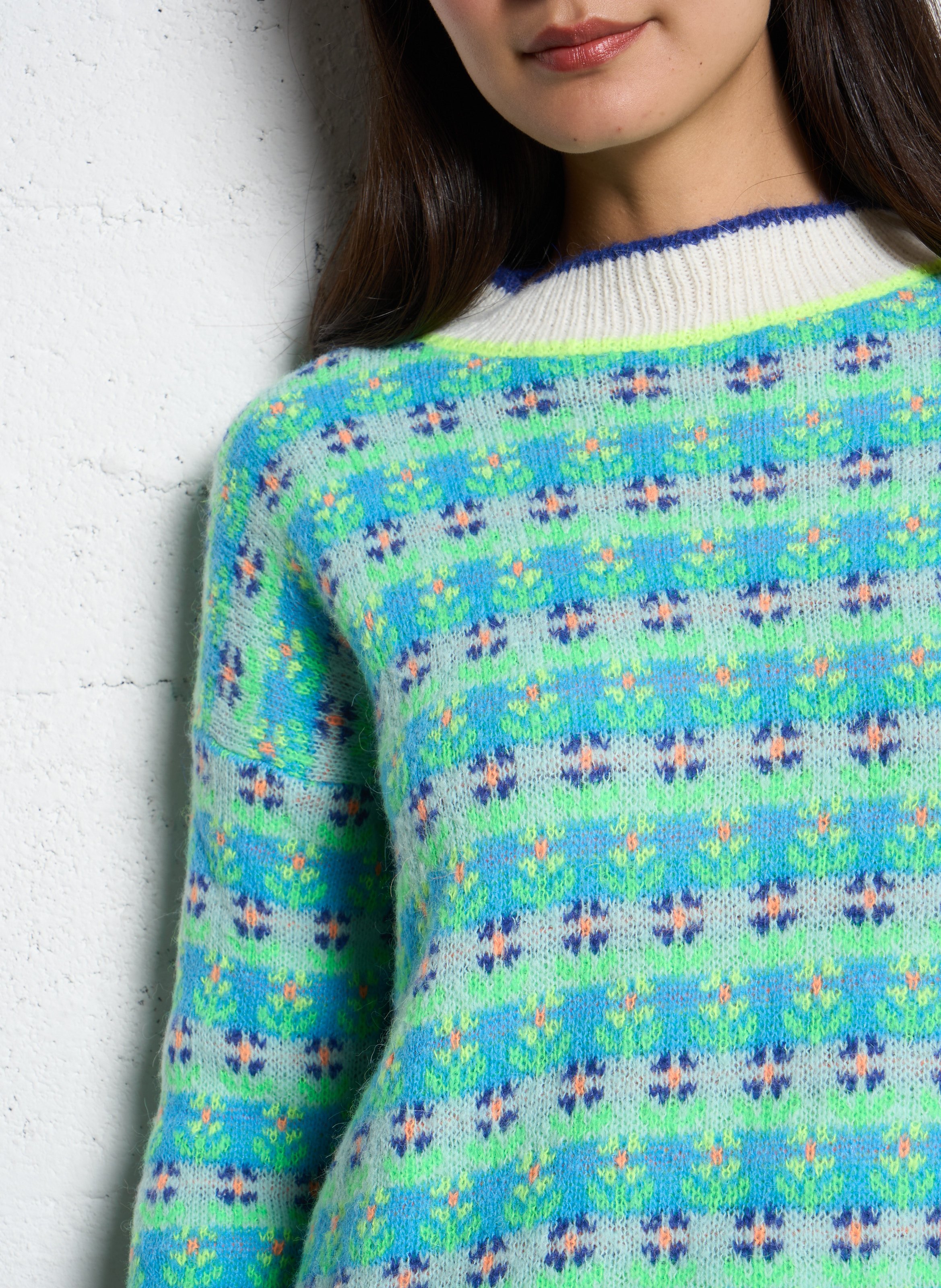 Pull oversize col rond DR BLOOM Bleu