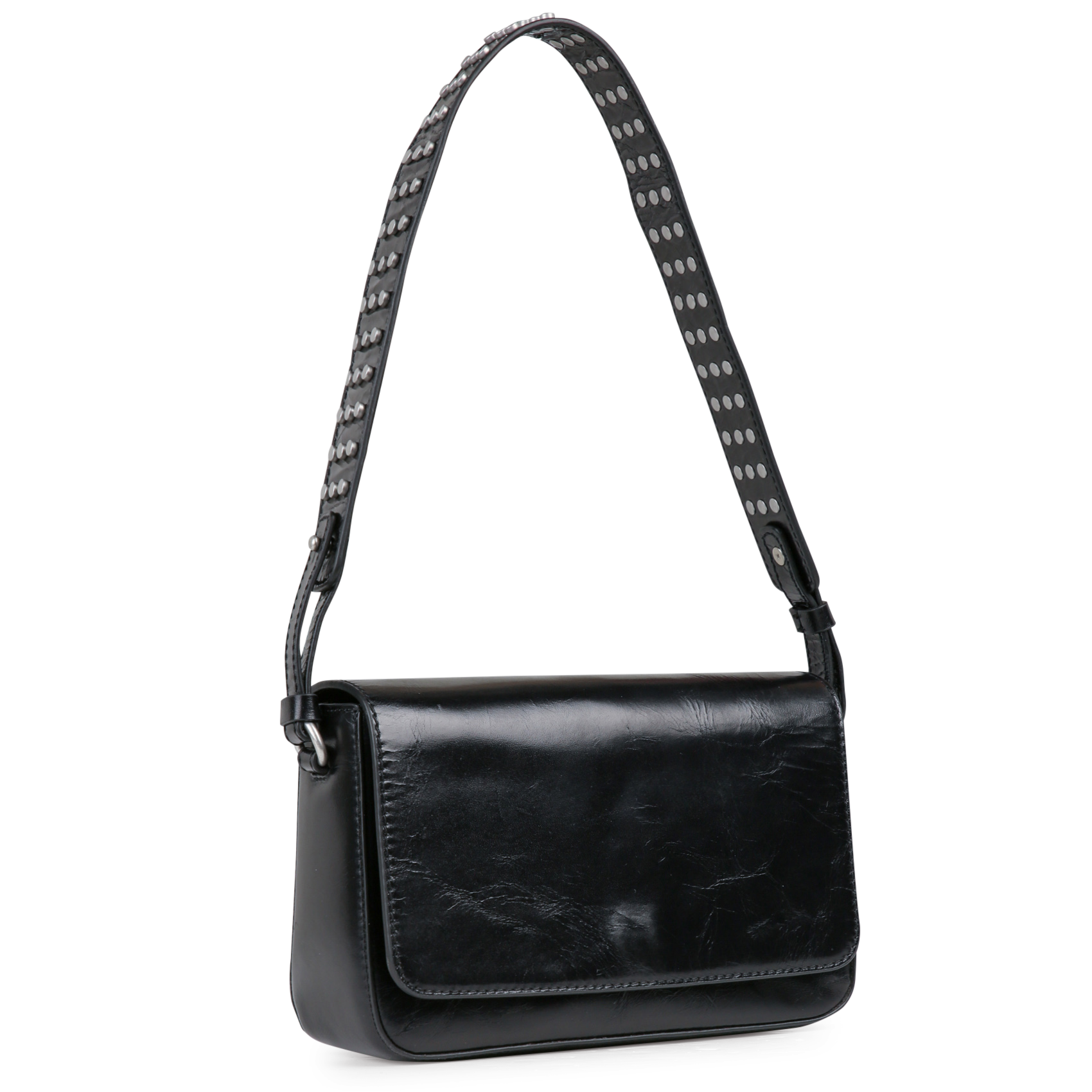 Leather flap shoulder bag IKKS Black