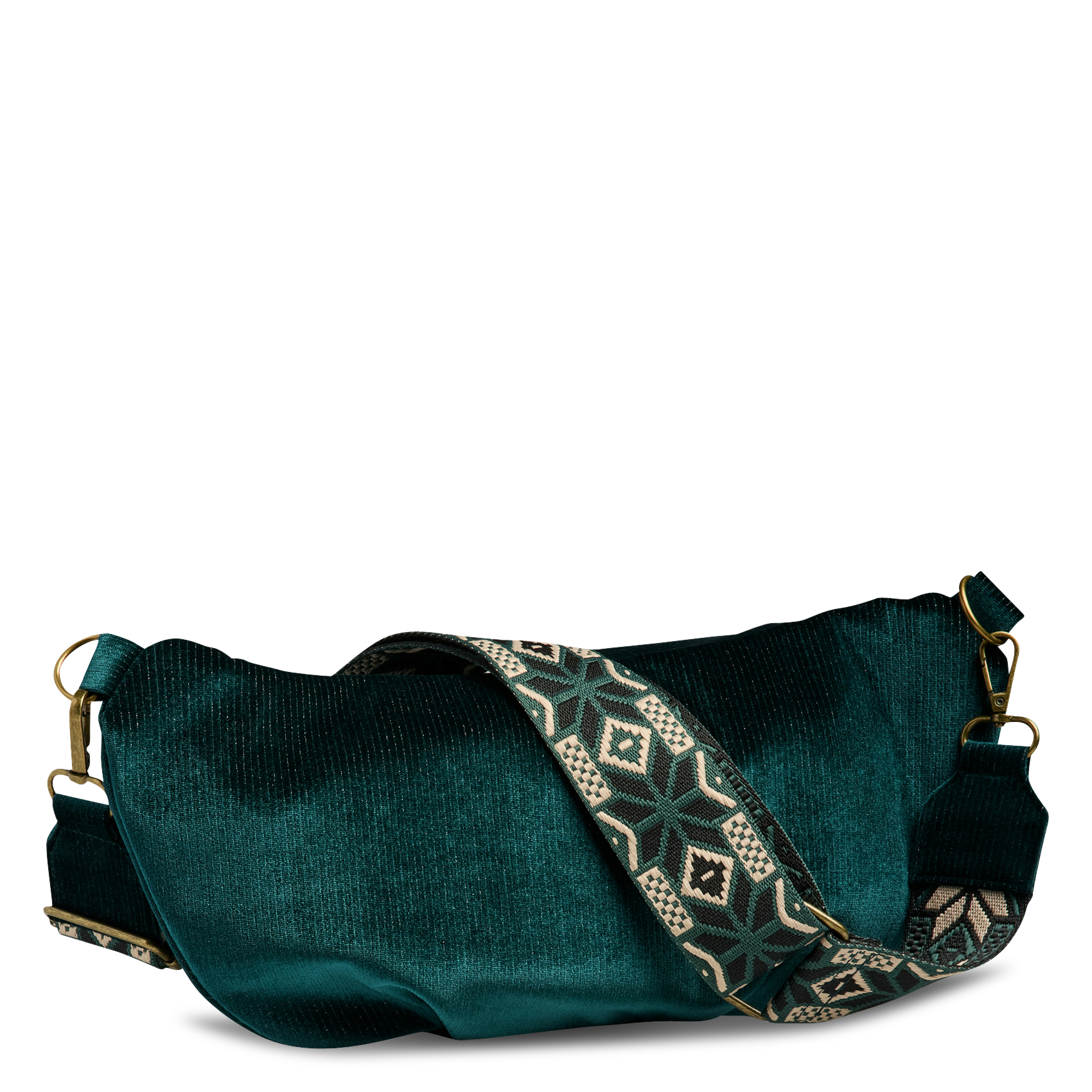 Printed canvas waist bag PIECES Green