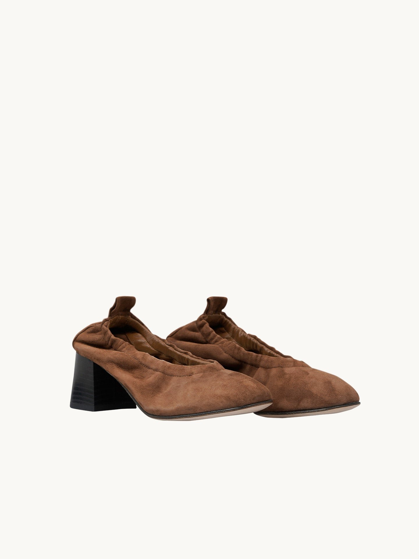 Heeled suede leather ballerina flats EMZI PARIS Brown