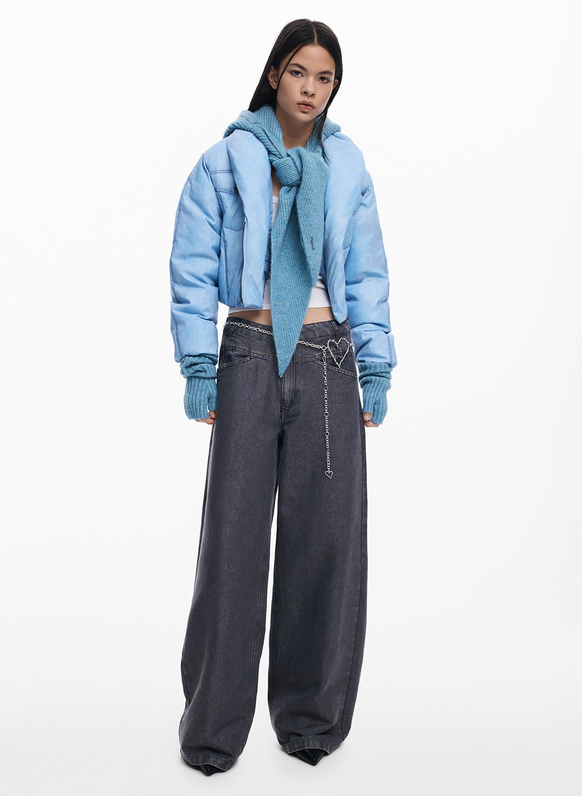 Veste courte matelassée à zip DESIGUAL Bleu