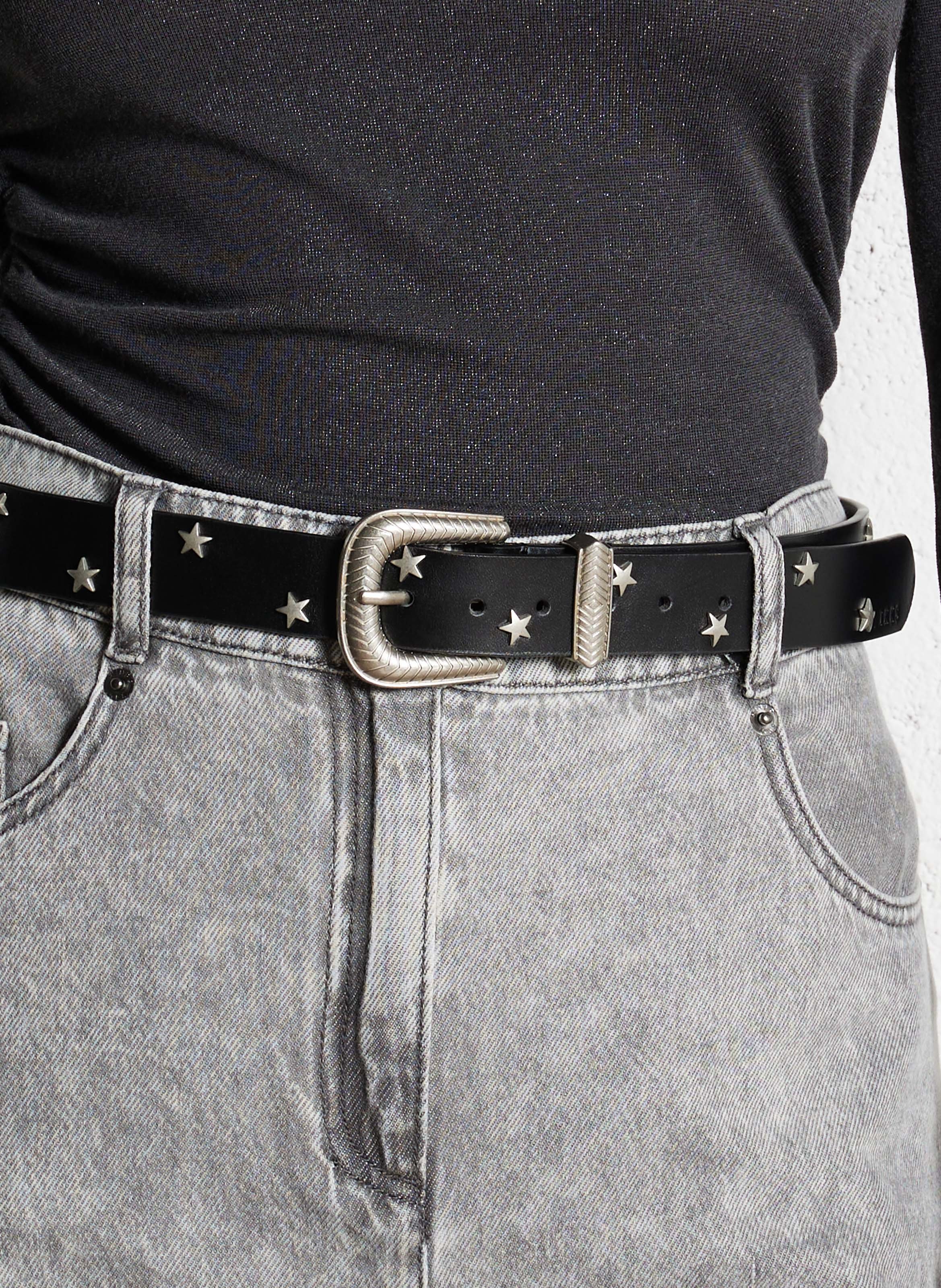 Leather belt with star studs IKKS Black