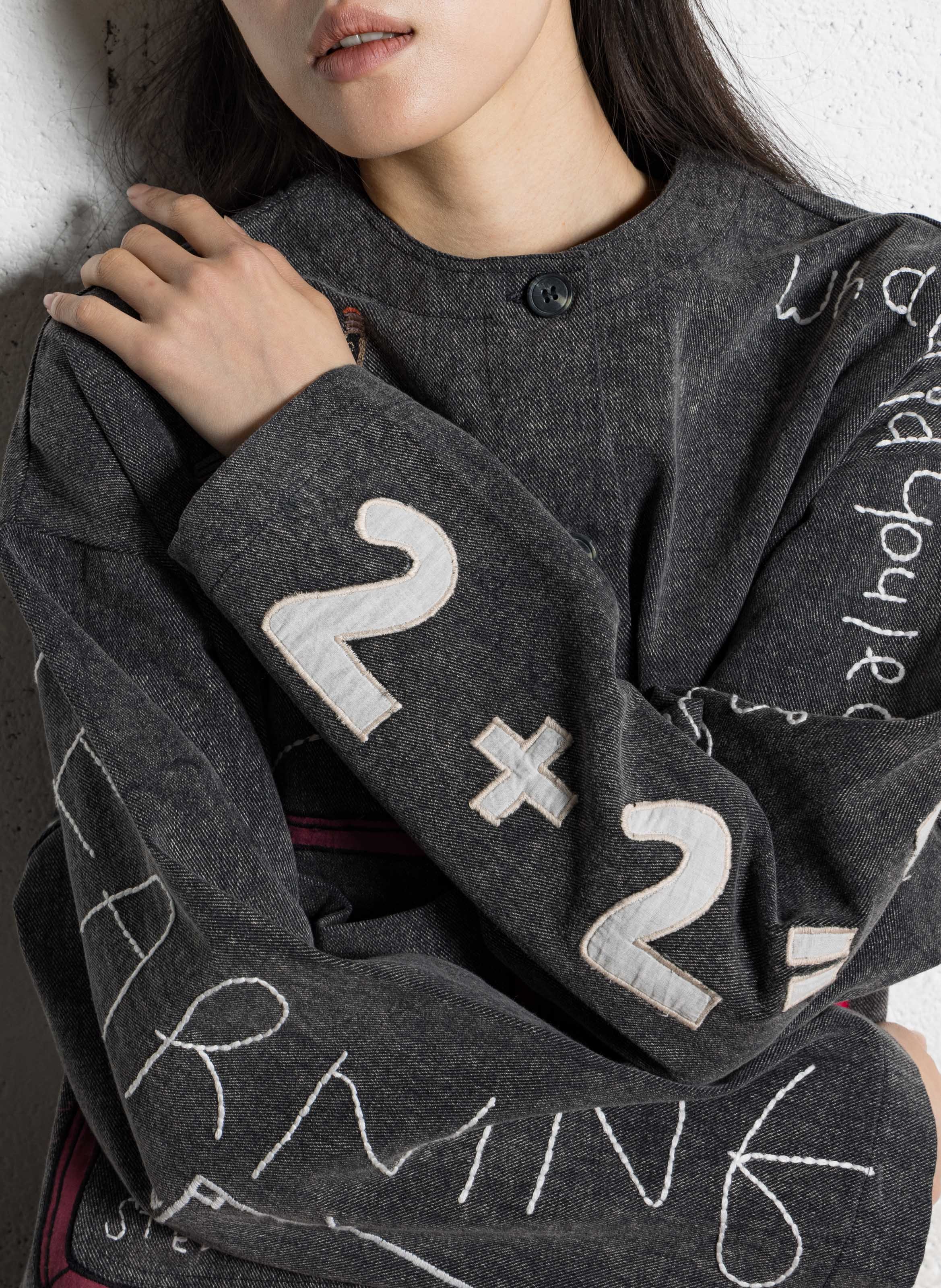 Veste courte en jean col rond STELLA NOVA Noir