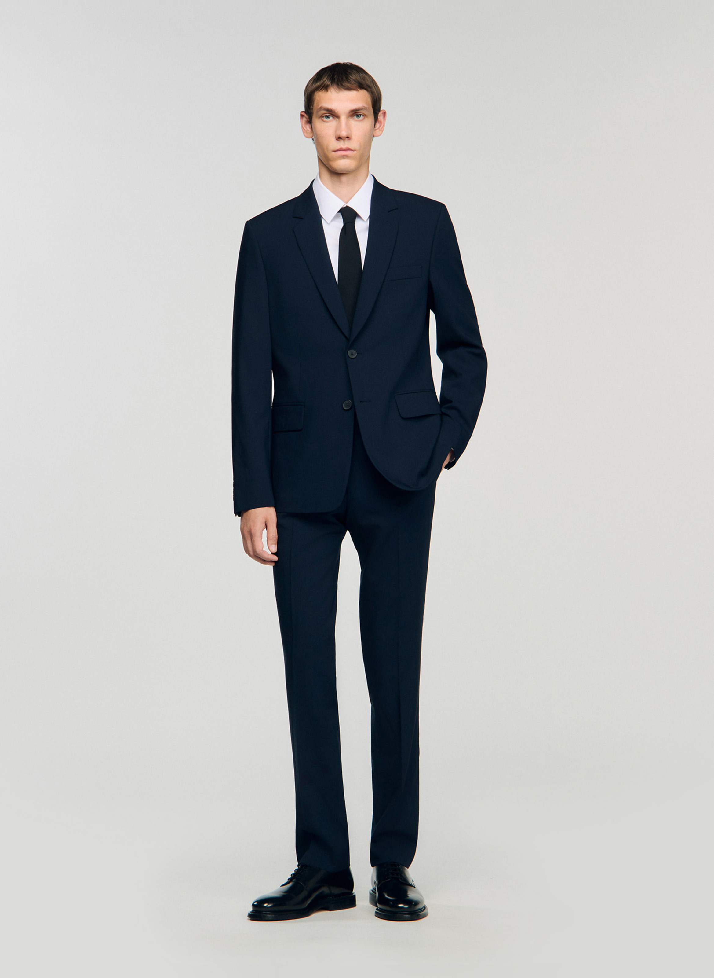 Veste tailleur en laine SANDRO Bleu