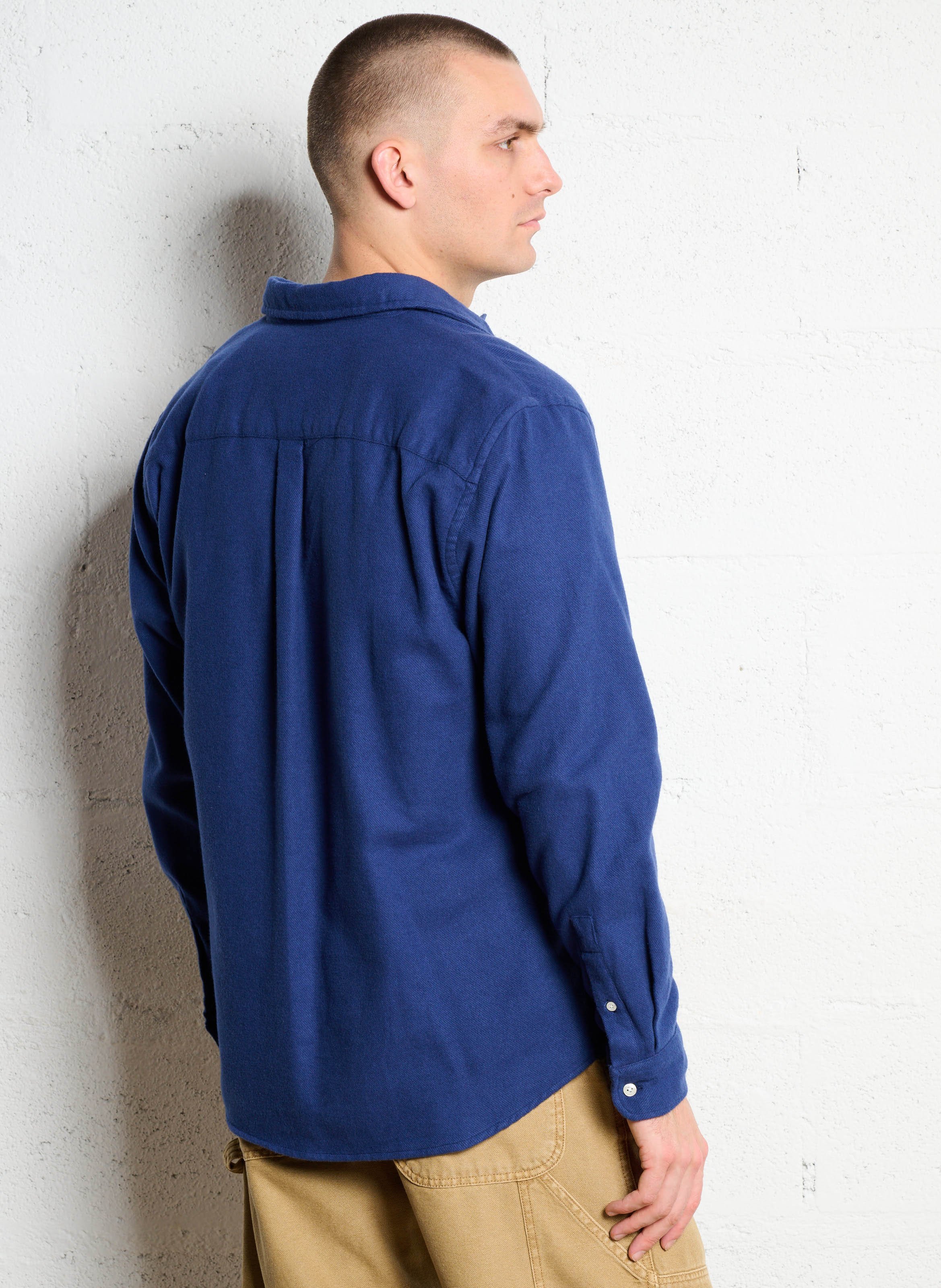 Bio-Baumwollbluse mit klassischem Kragen COLORFUL STANDARD Blau