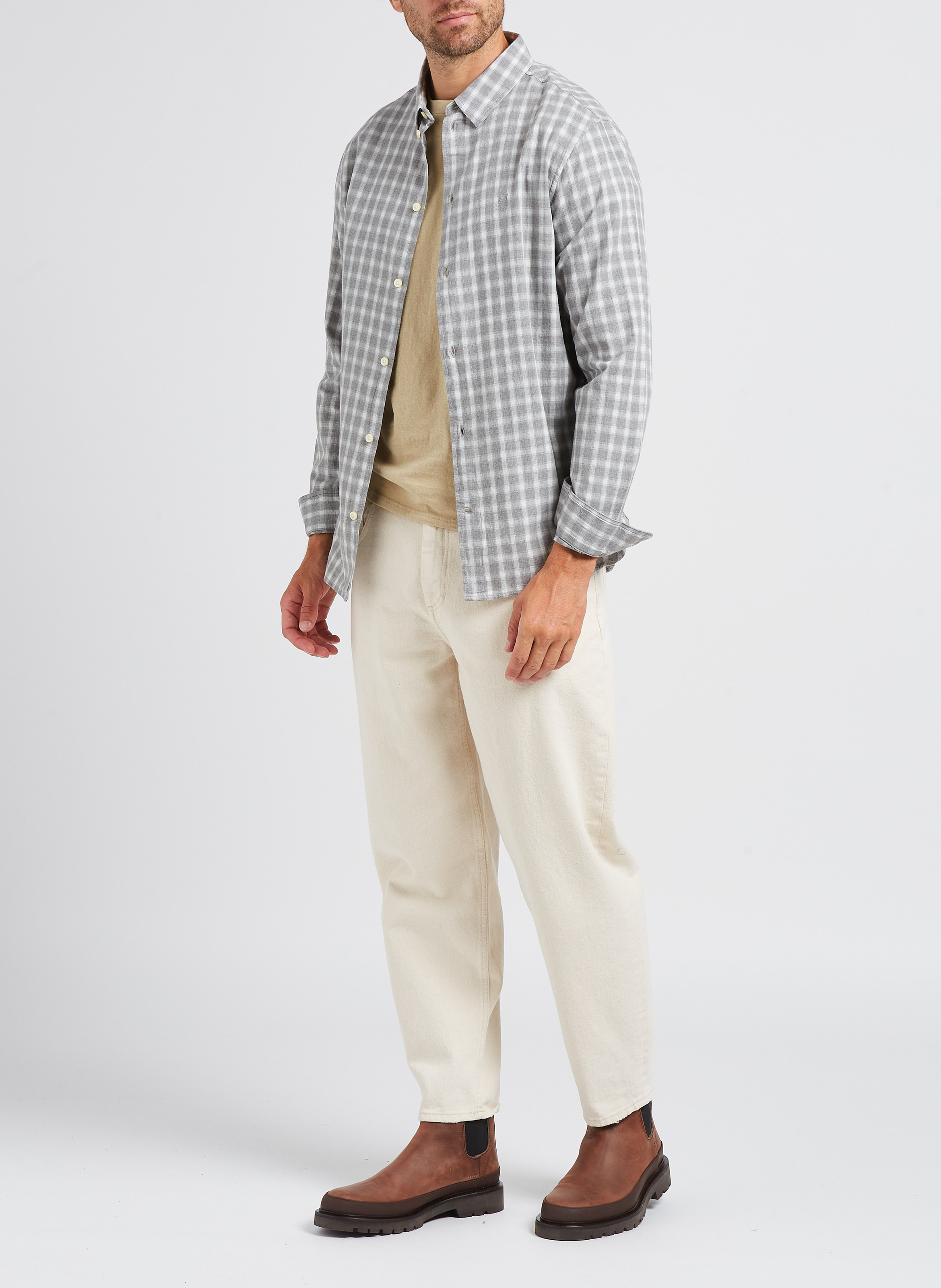 Geruite blouse van biologisch katoen met klassieke kraag KNOWLEDGE COTTON APPAREL Veelkleurig