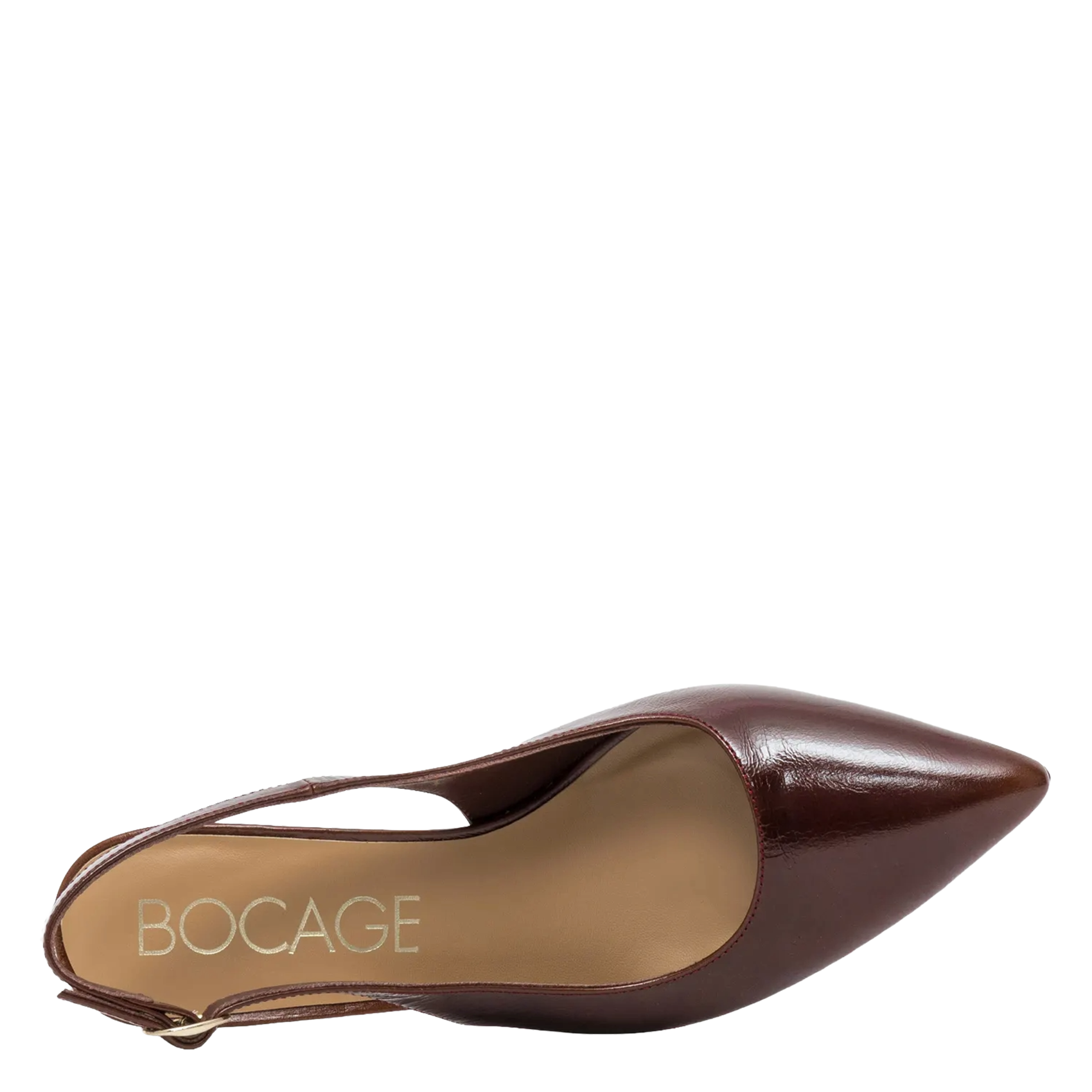 Escarpins slingback en cuir verni Marron