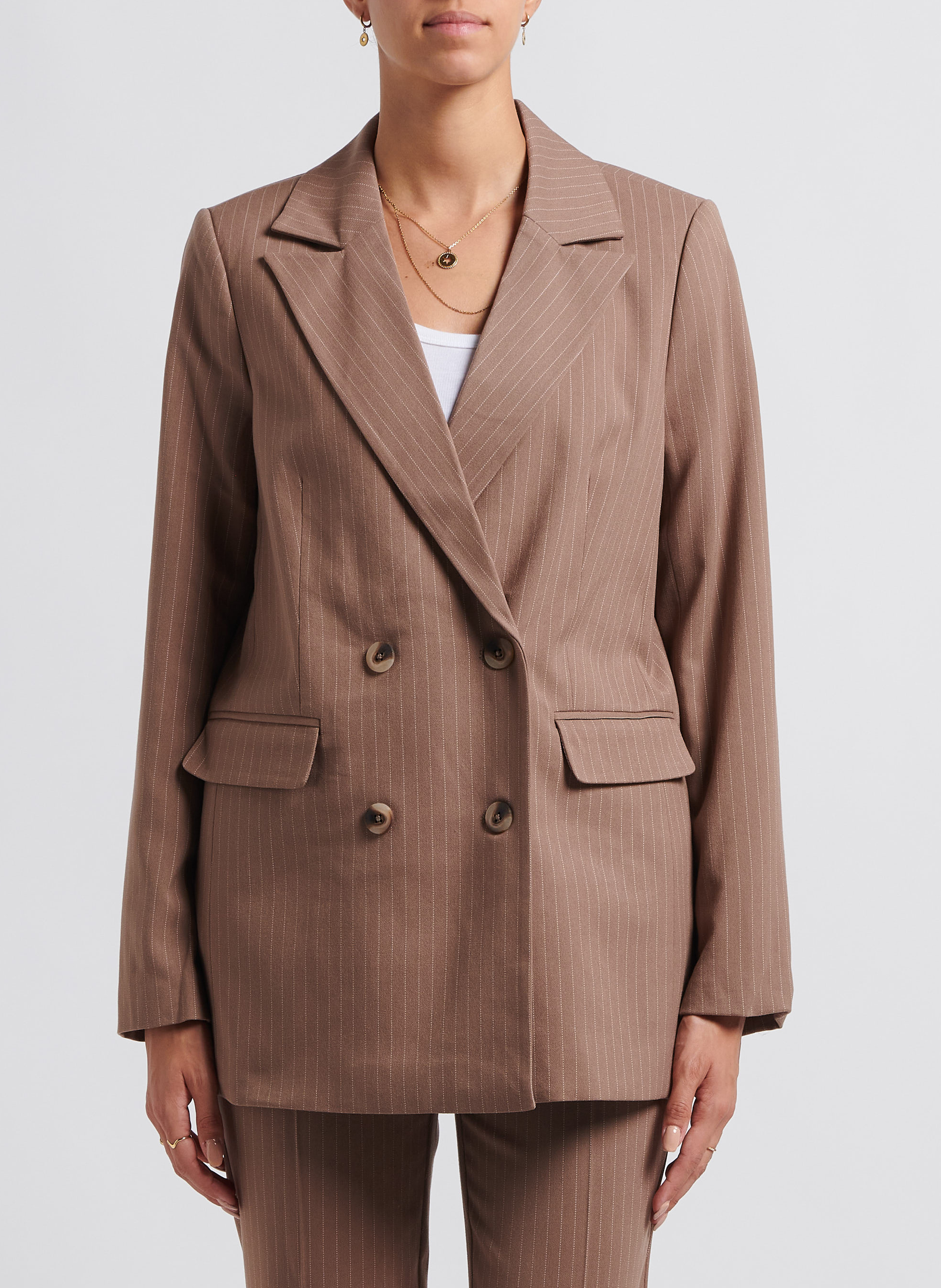 Veste de tailleur rayé droite VILA Marron