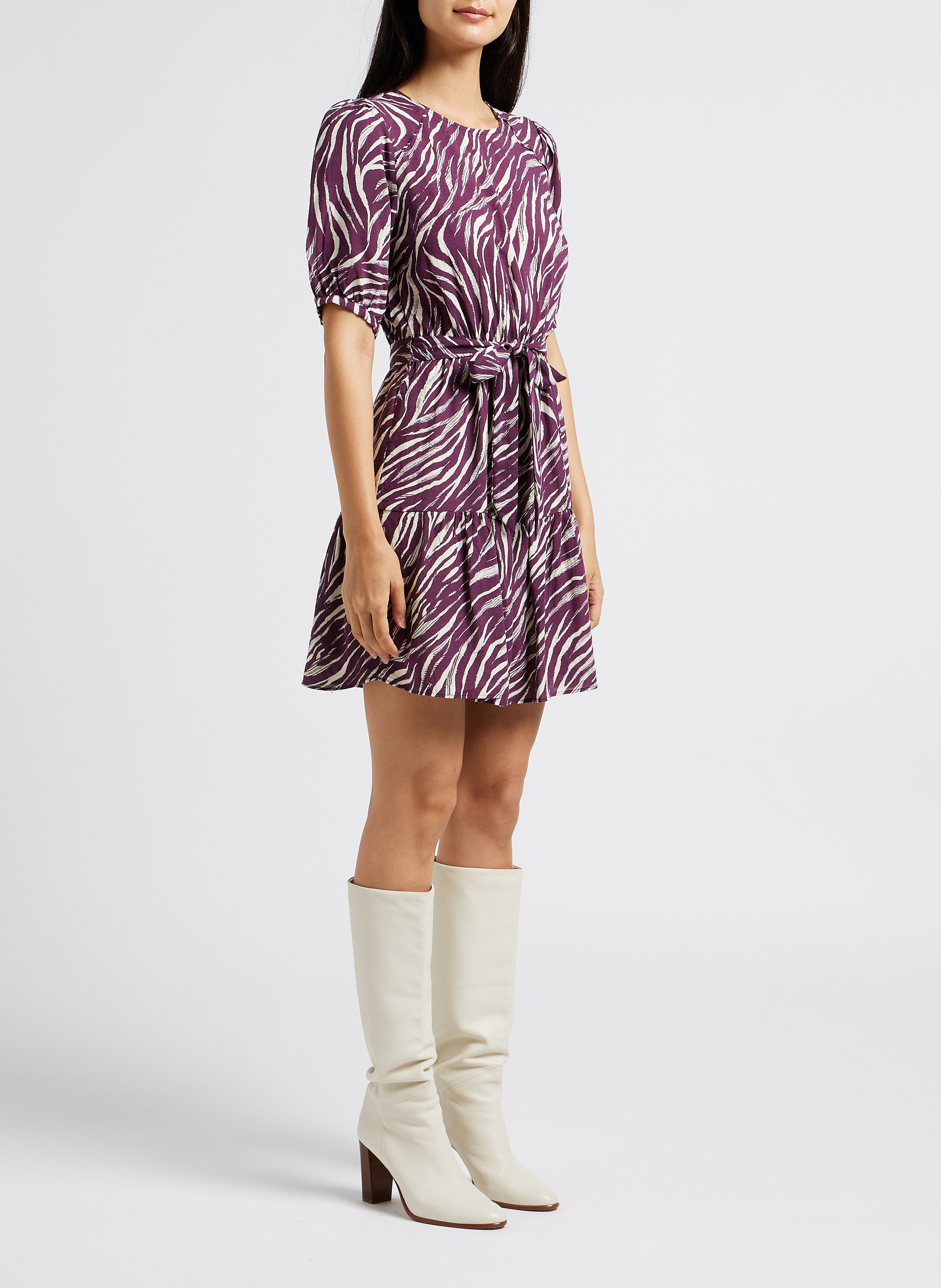 Robe courte droite col rond à imprimé GRACE ET MILA Rose