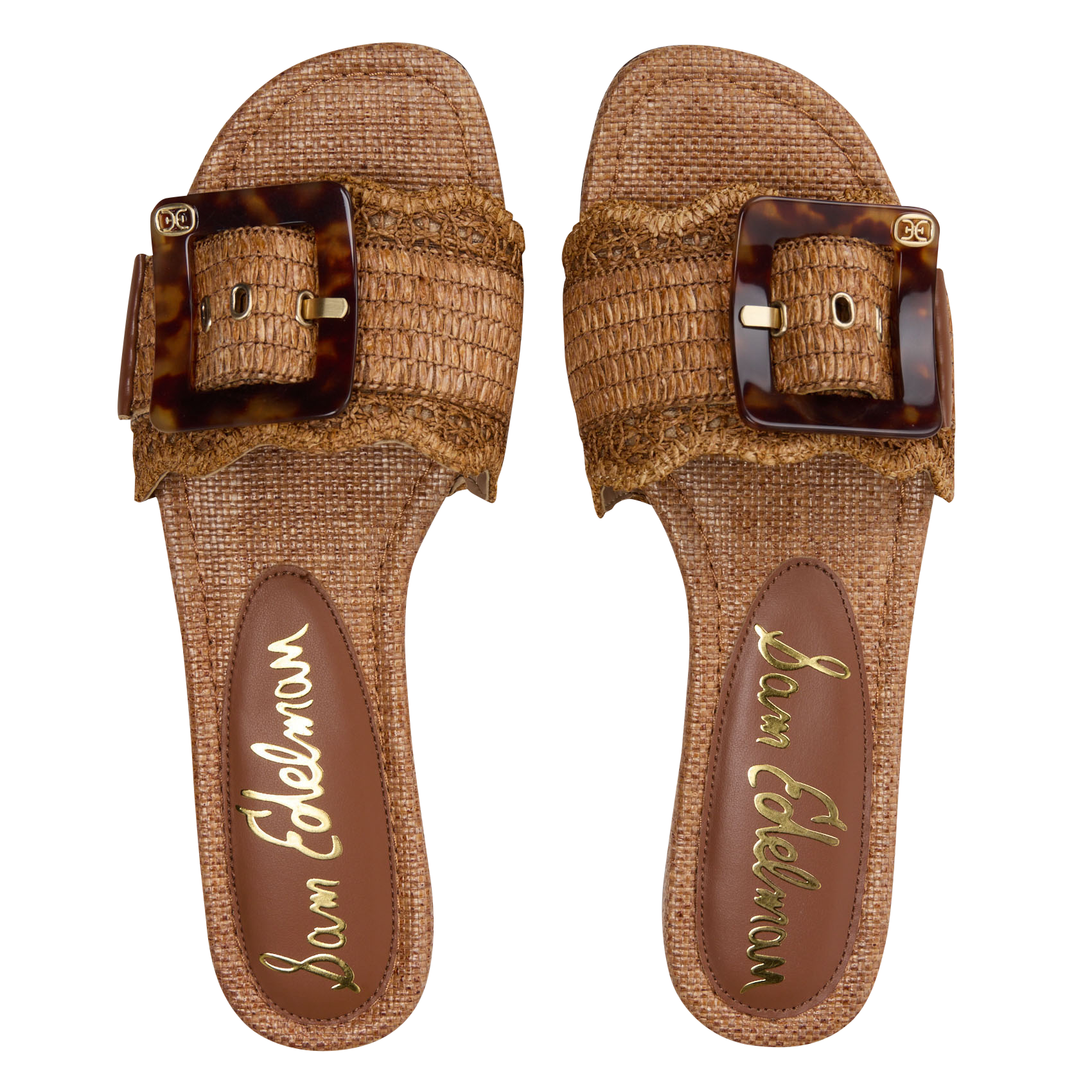 Platte sandalen van raffia SAM EDELMAN Bruin