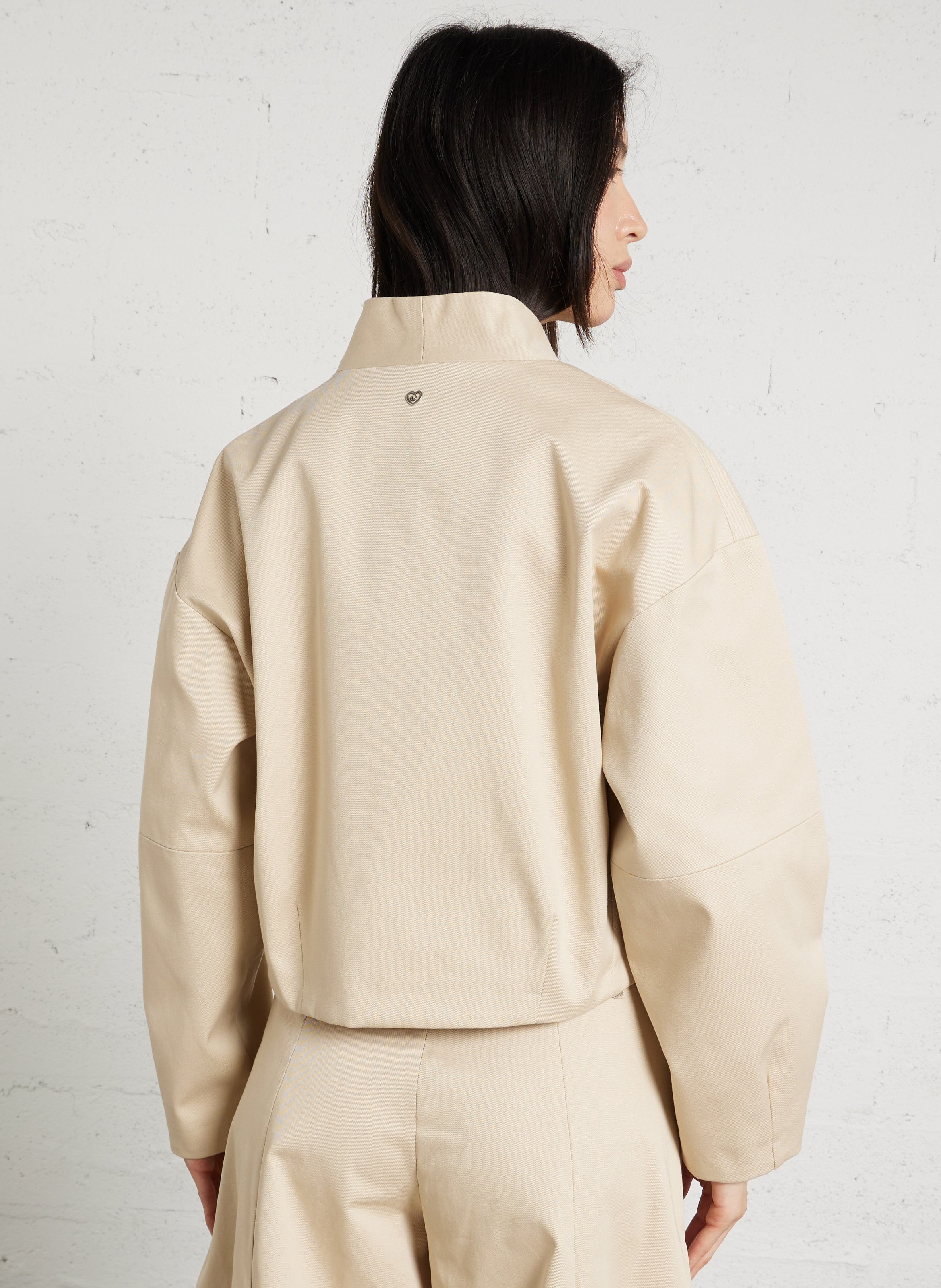 Blouson col V en coton PLEASE Marron