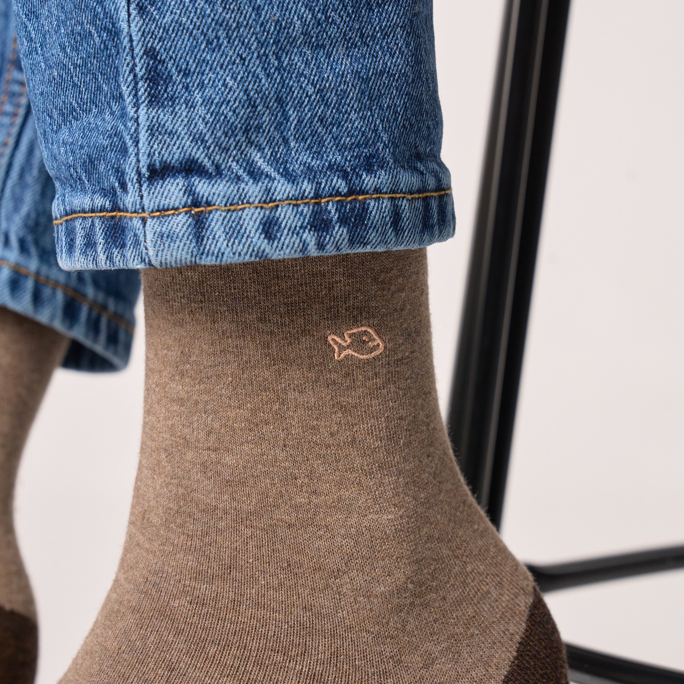 Combed cotton plain socks BILLYBELT Brown