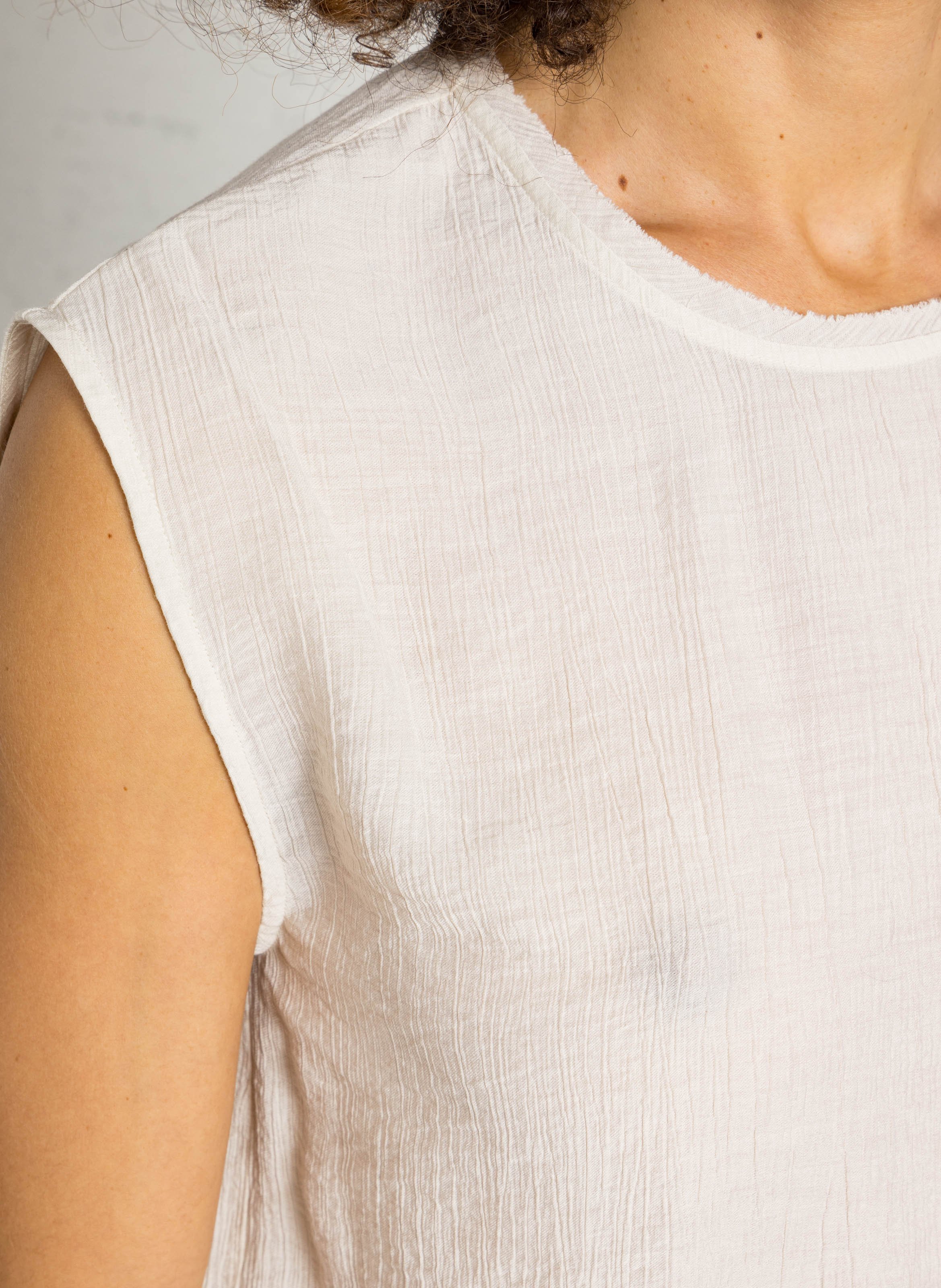 Ärmelloses, weit geschnittenes Top in Uni-Farbe HARTFORD Beige